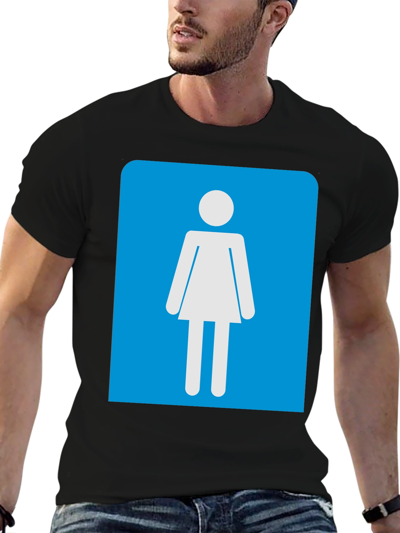 Womens Restroom Sign Graphic Tee - Black