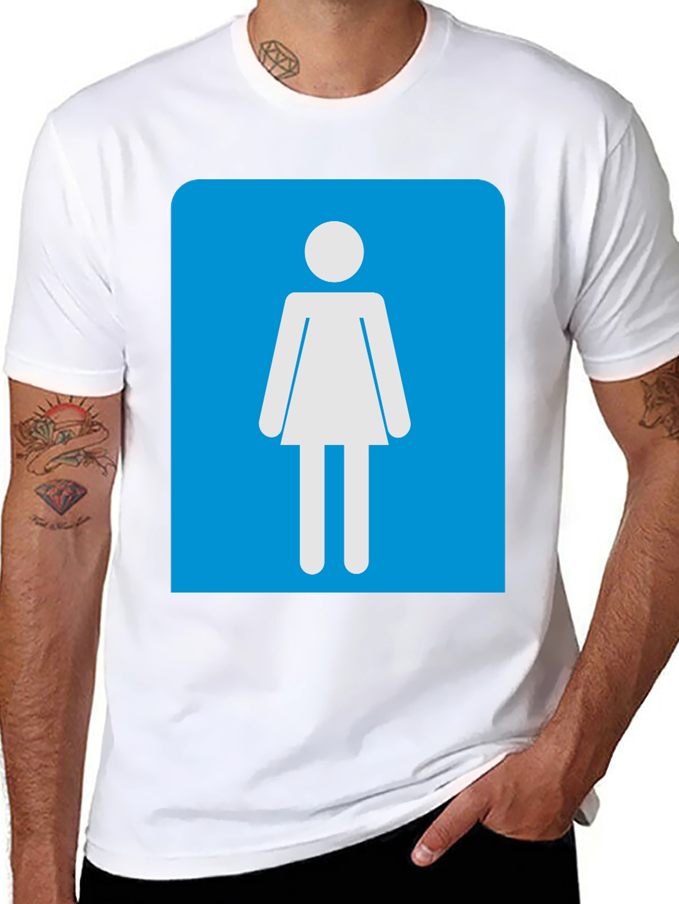 Womens Restroom Sign Graphic Tee - Black