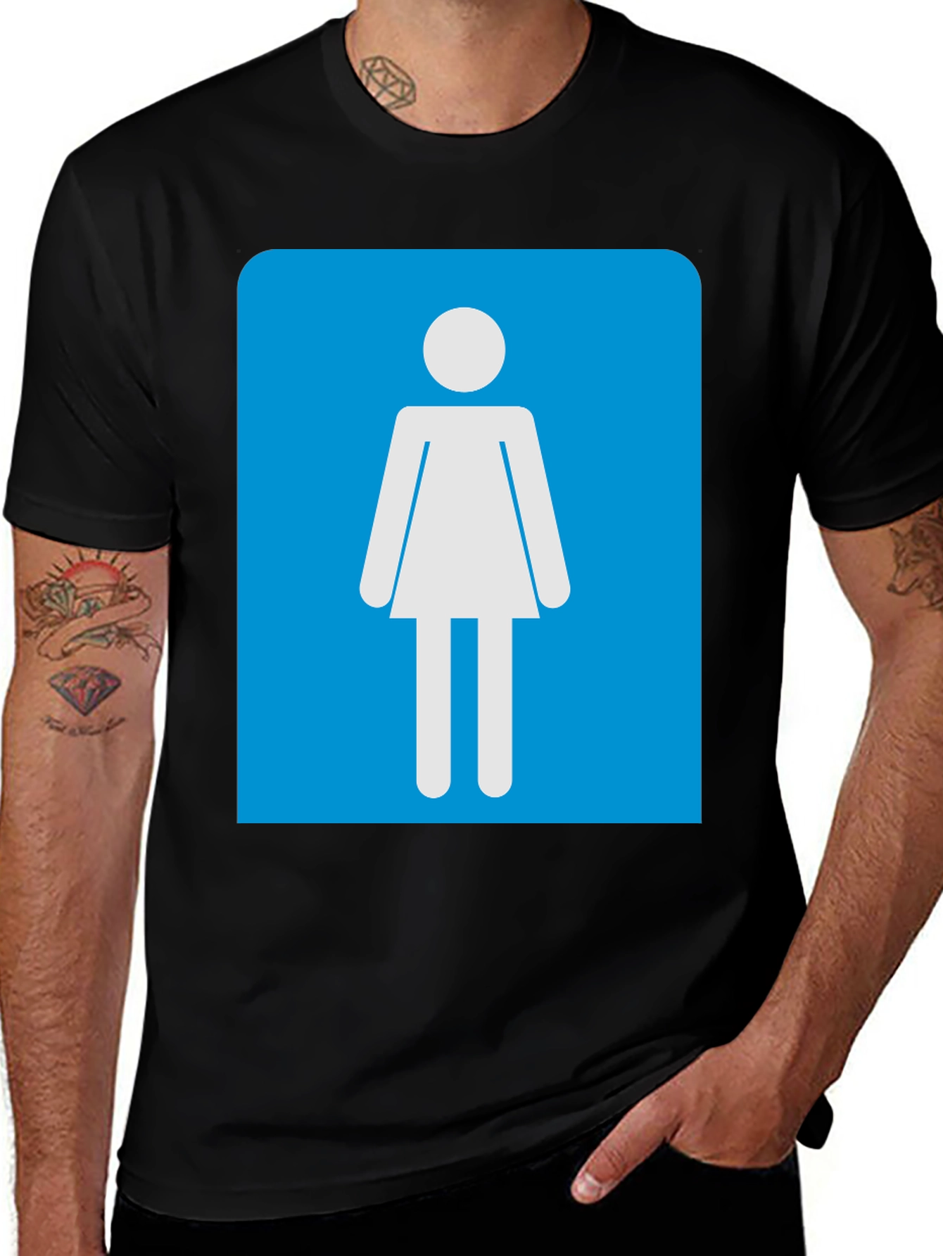 Womens Restroom Sign Graphic Tee - Black