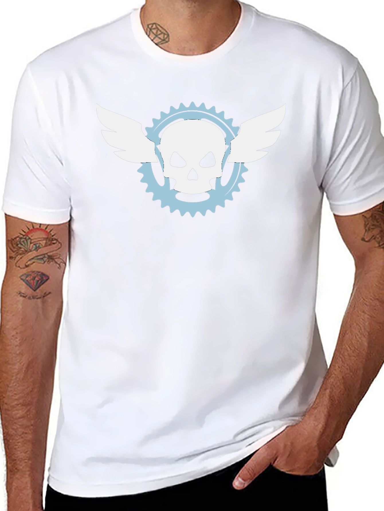Skull Wings Graphic Tee - Mens Black Cotton T-Shirt