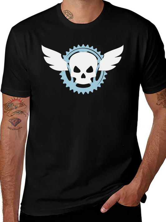 Skull Wings Graphic Tee - Mens Black Cotton T-Shirt