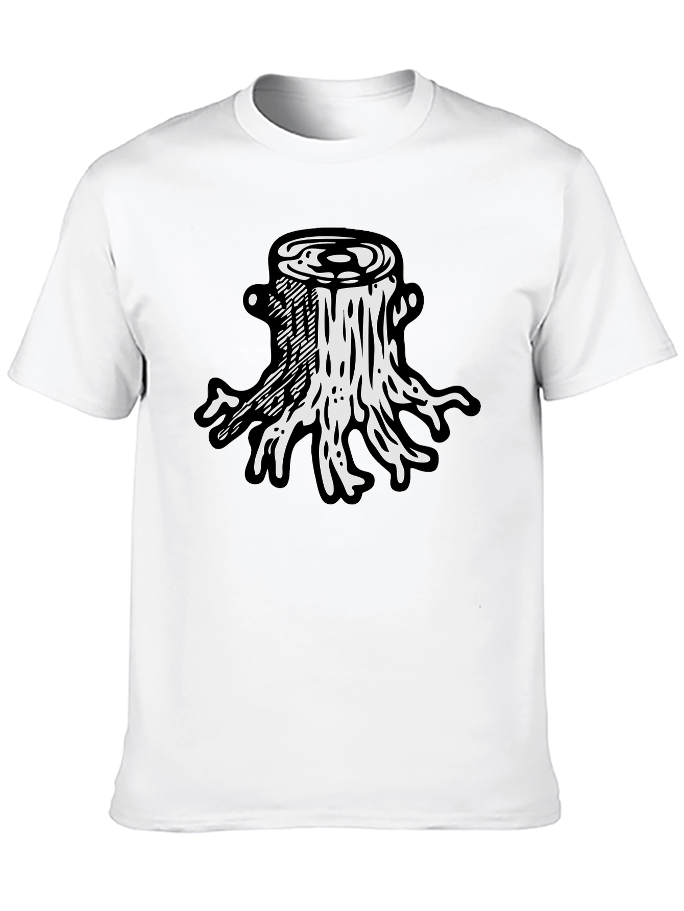 Tree Stump Graphic Tee - Black Cotton T-Shirt