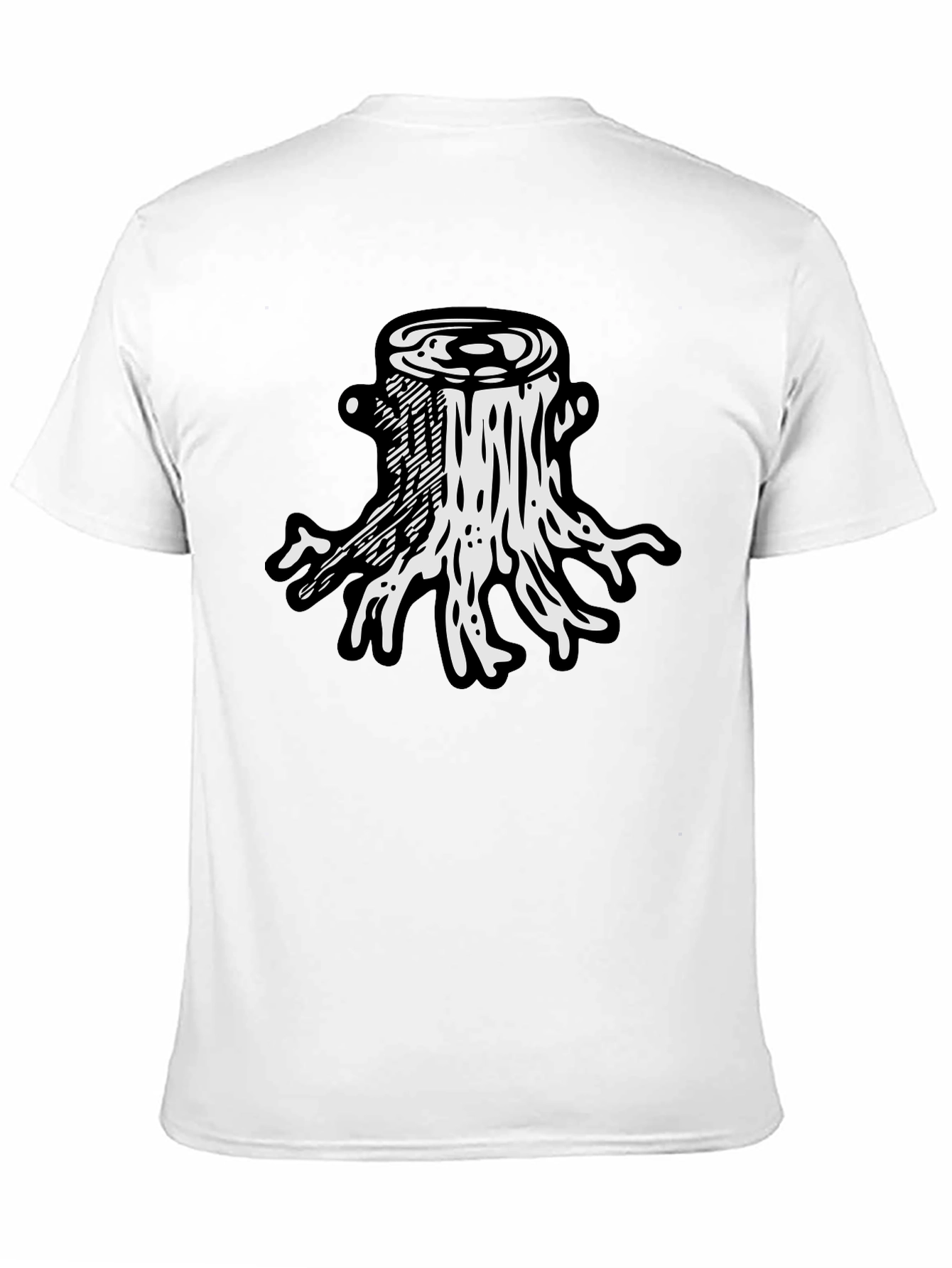 Tree Stump Graphic Tee - Black Cotton T-Shirt
