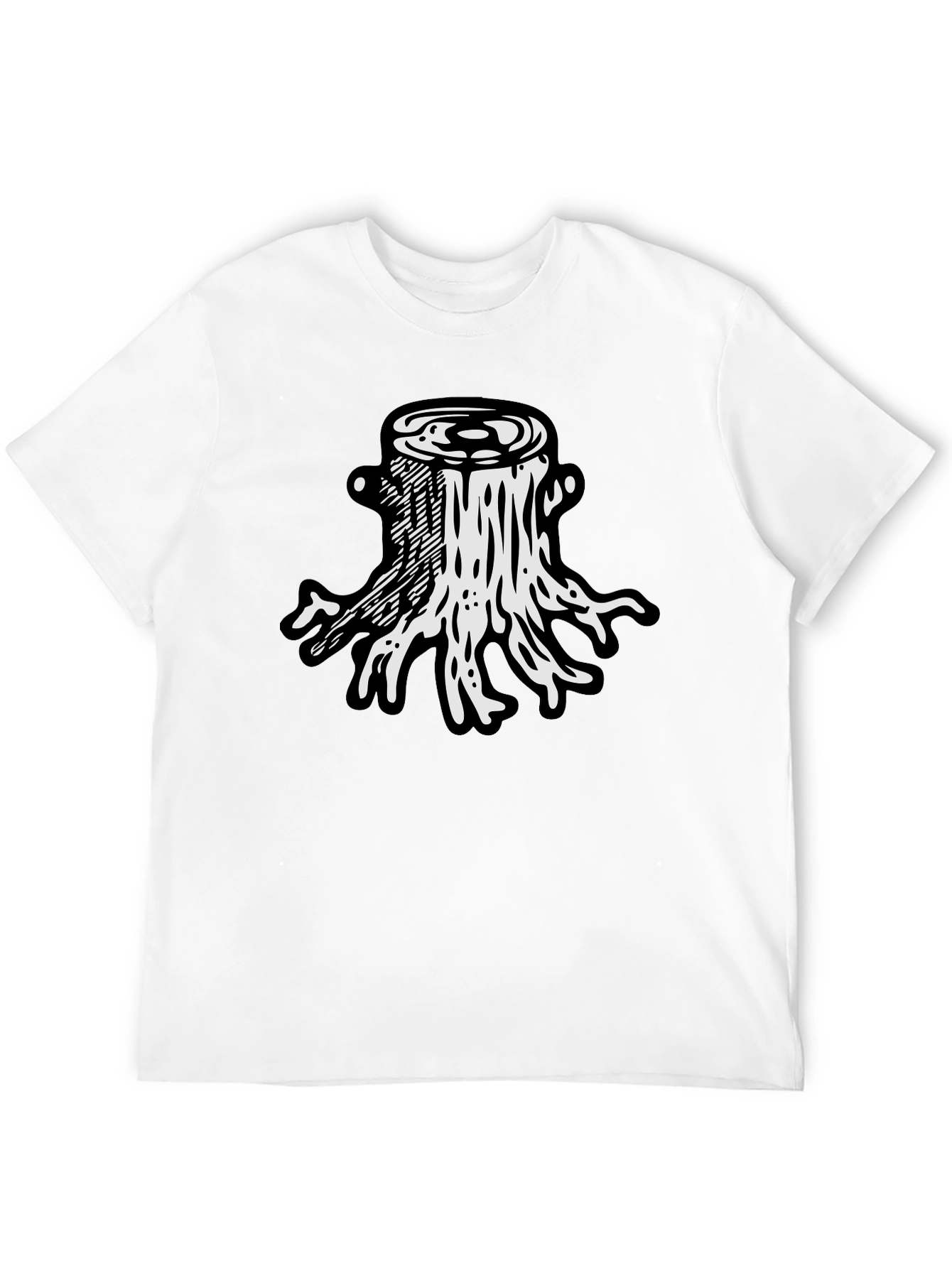 Tree Stump Graphic Tee - Black Cotton T-Shirt