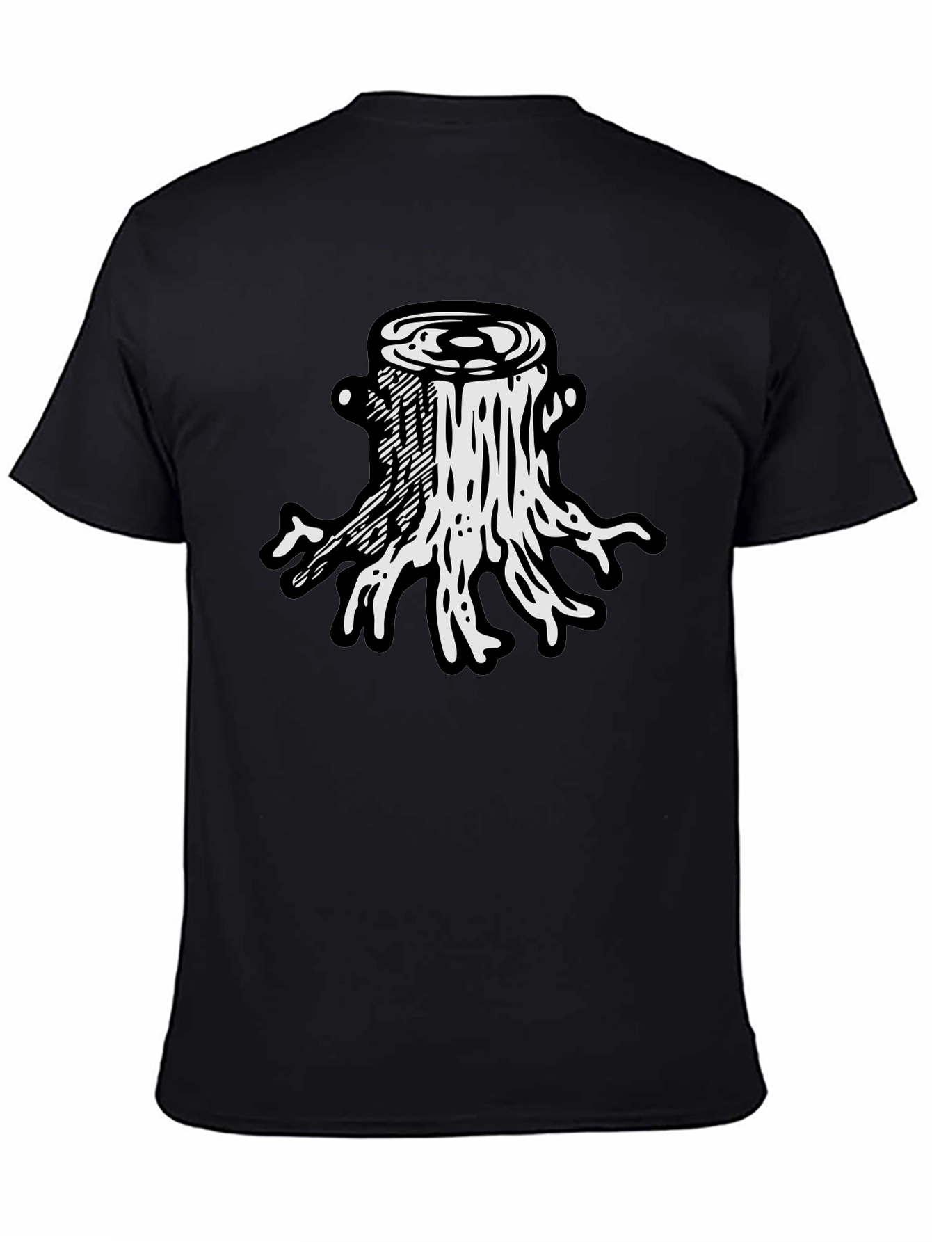 Tree Stump Graphic Tee - Black Cotton T-Shirt