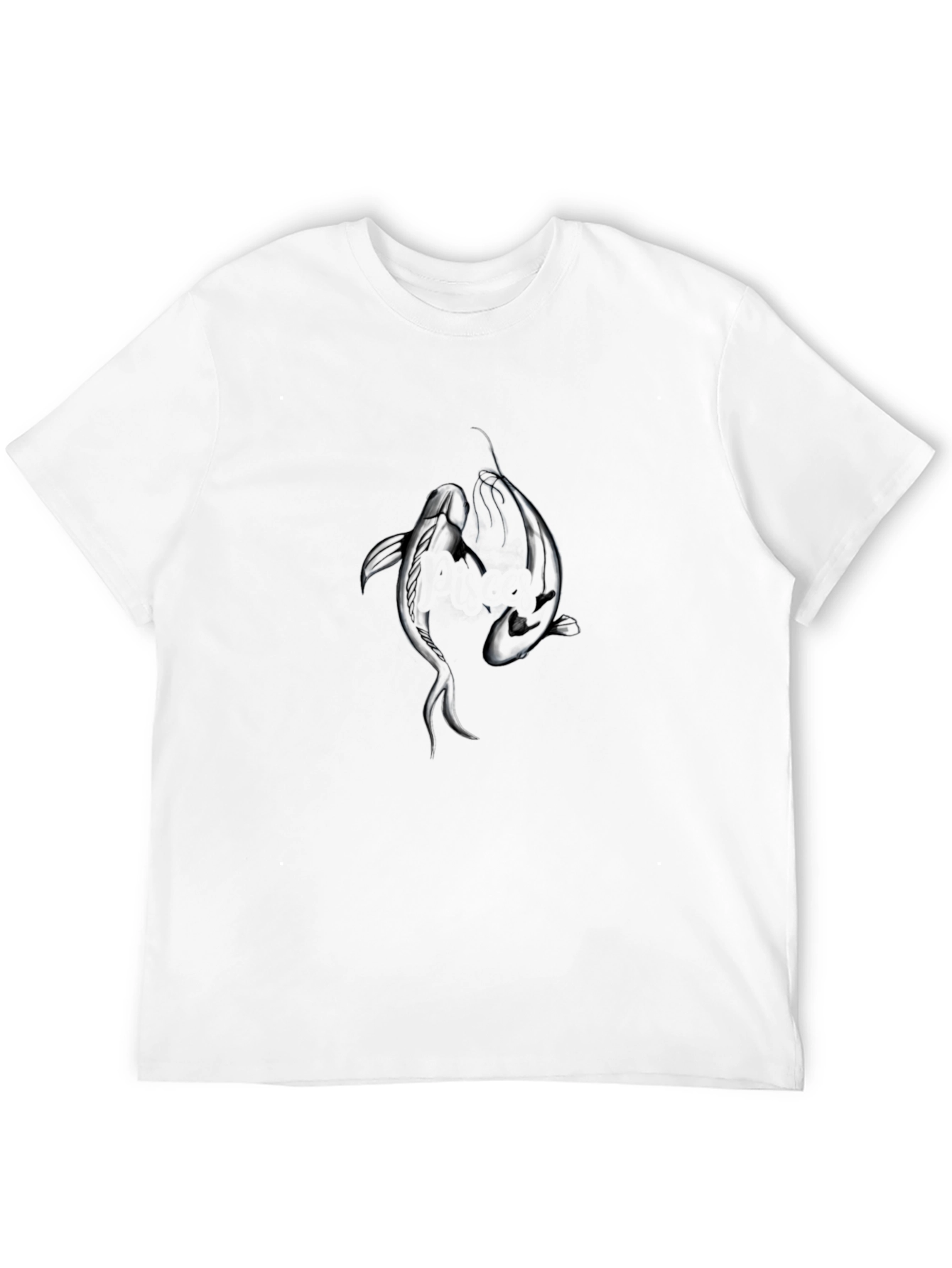 Yin Yang Koi Fish Graphic Black T-Shirt