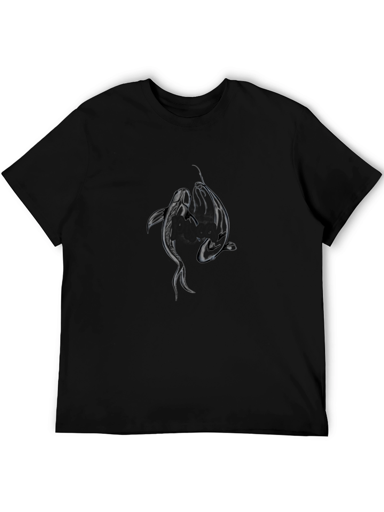 Yin Yang Koi Fish Graphic Black T-Shirt