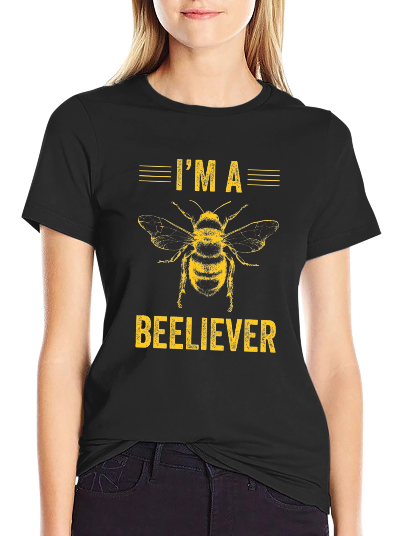 Im a Beeliever Graphic Tee - Black Cotton