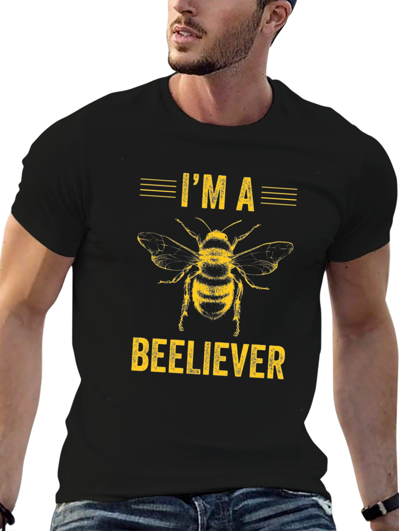 Im a Beeliever Graphic Tee - Black Cotton