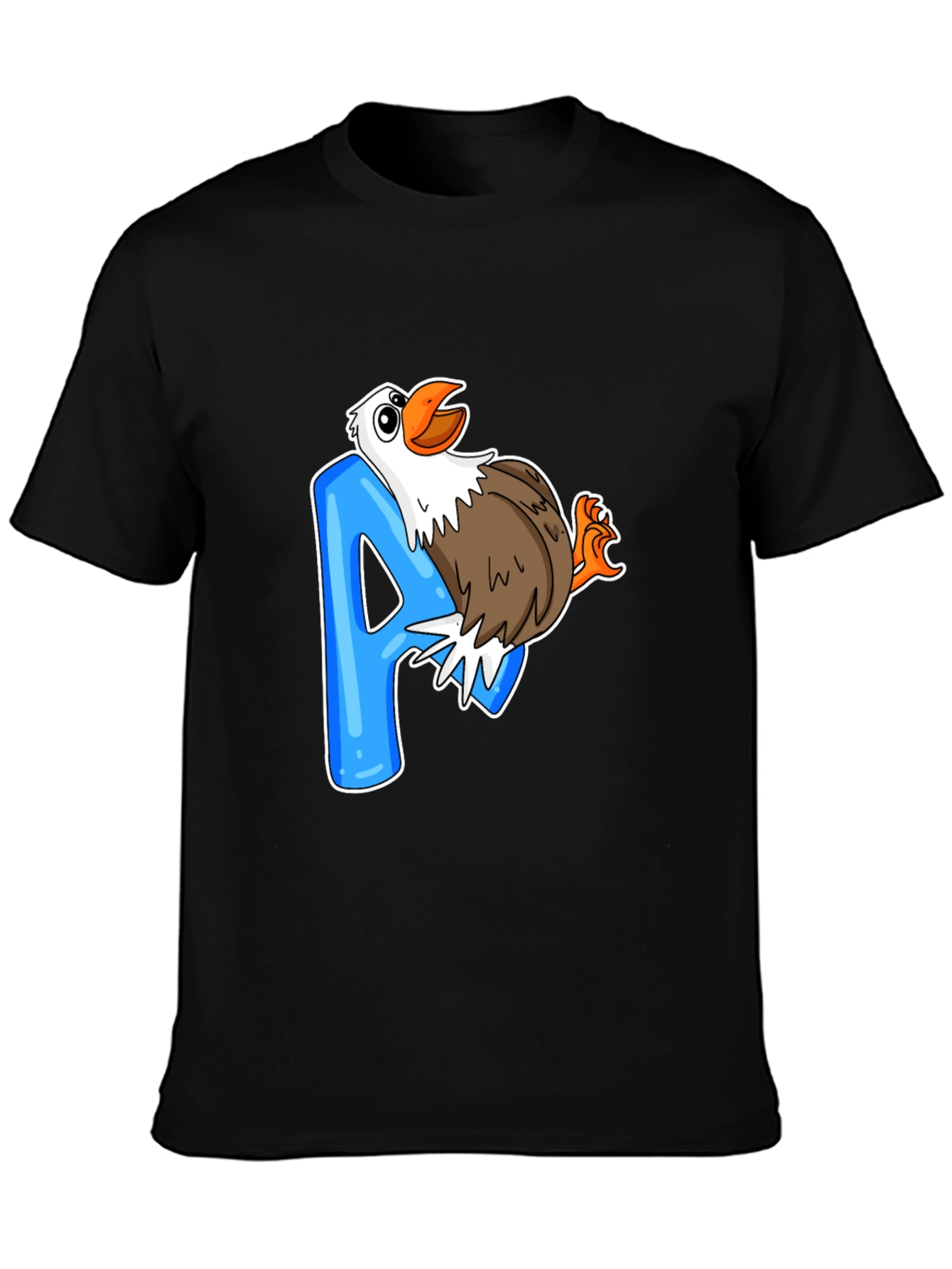 Eagle A Letter Print Black T-Shirt