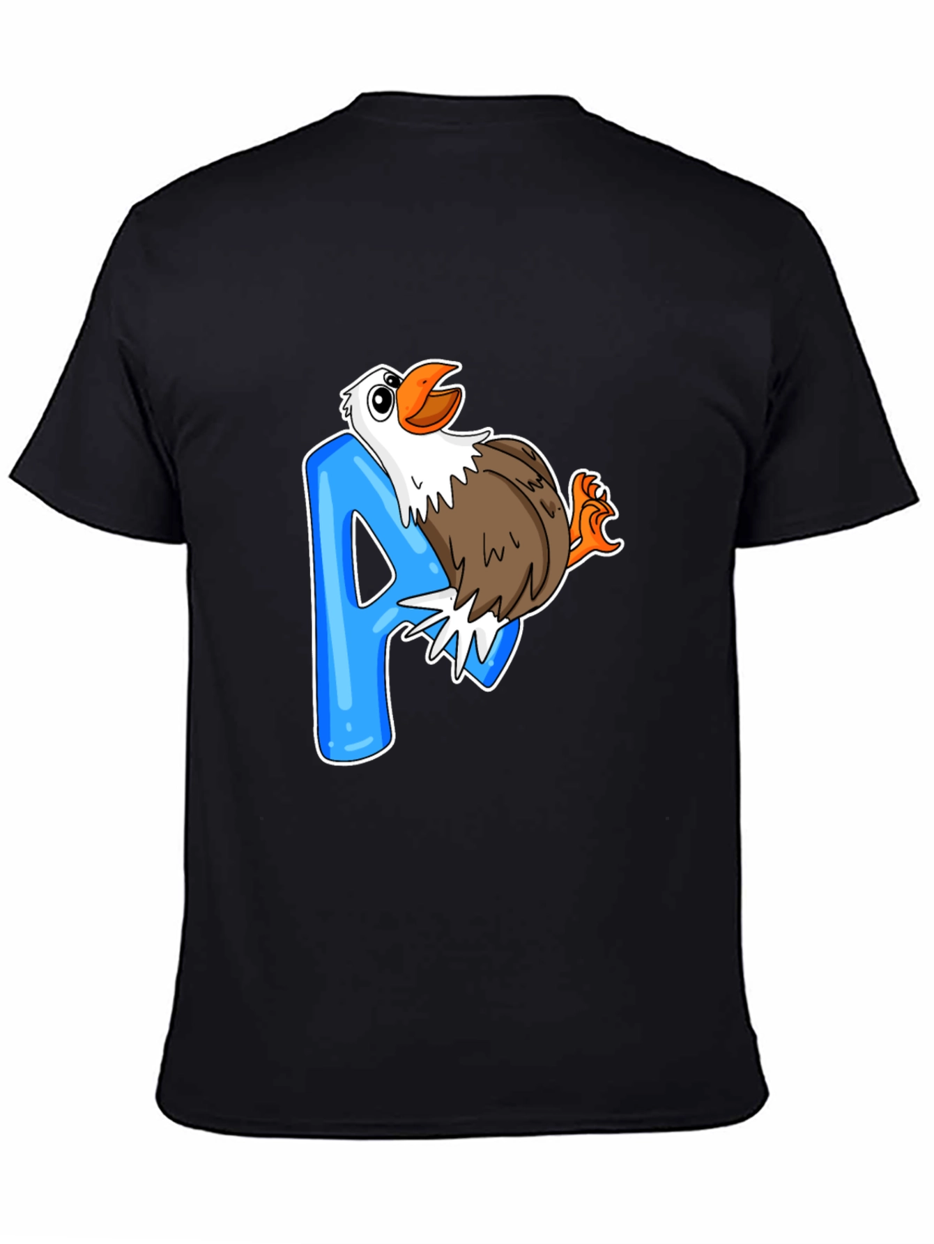 Eagle A Letter Print Black T-Shirt