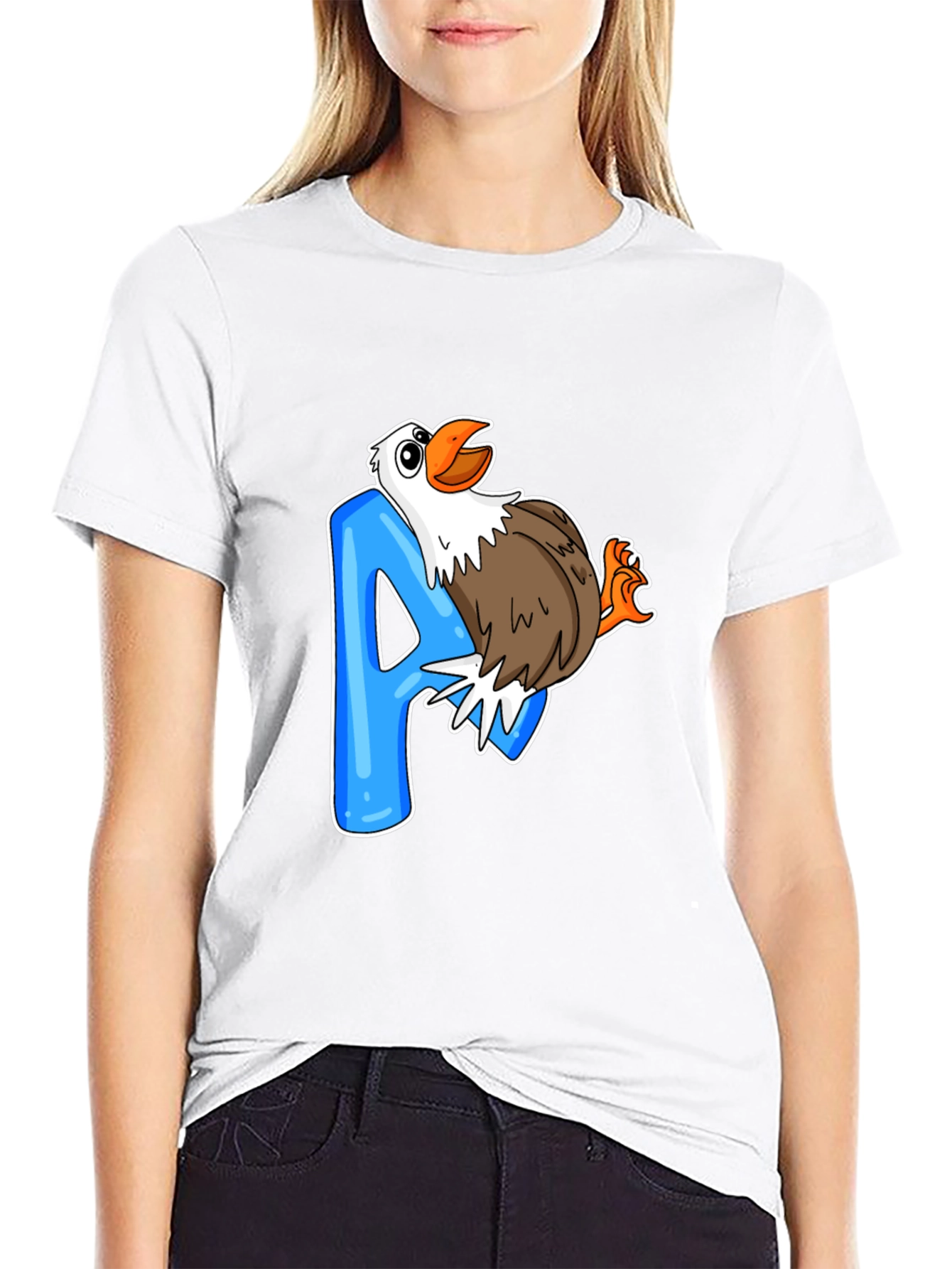 Eagle A Letter Print Black T-Shirt