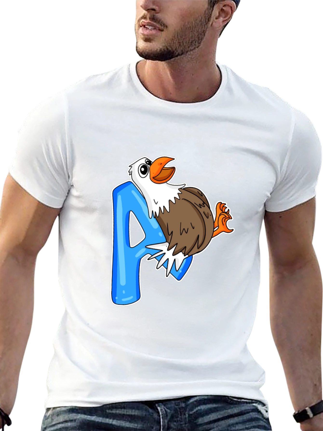 Eagle A Letter Print Black T-Shirt