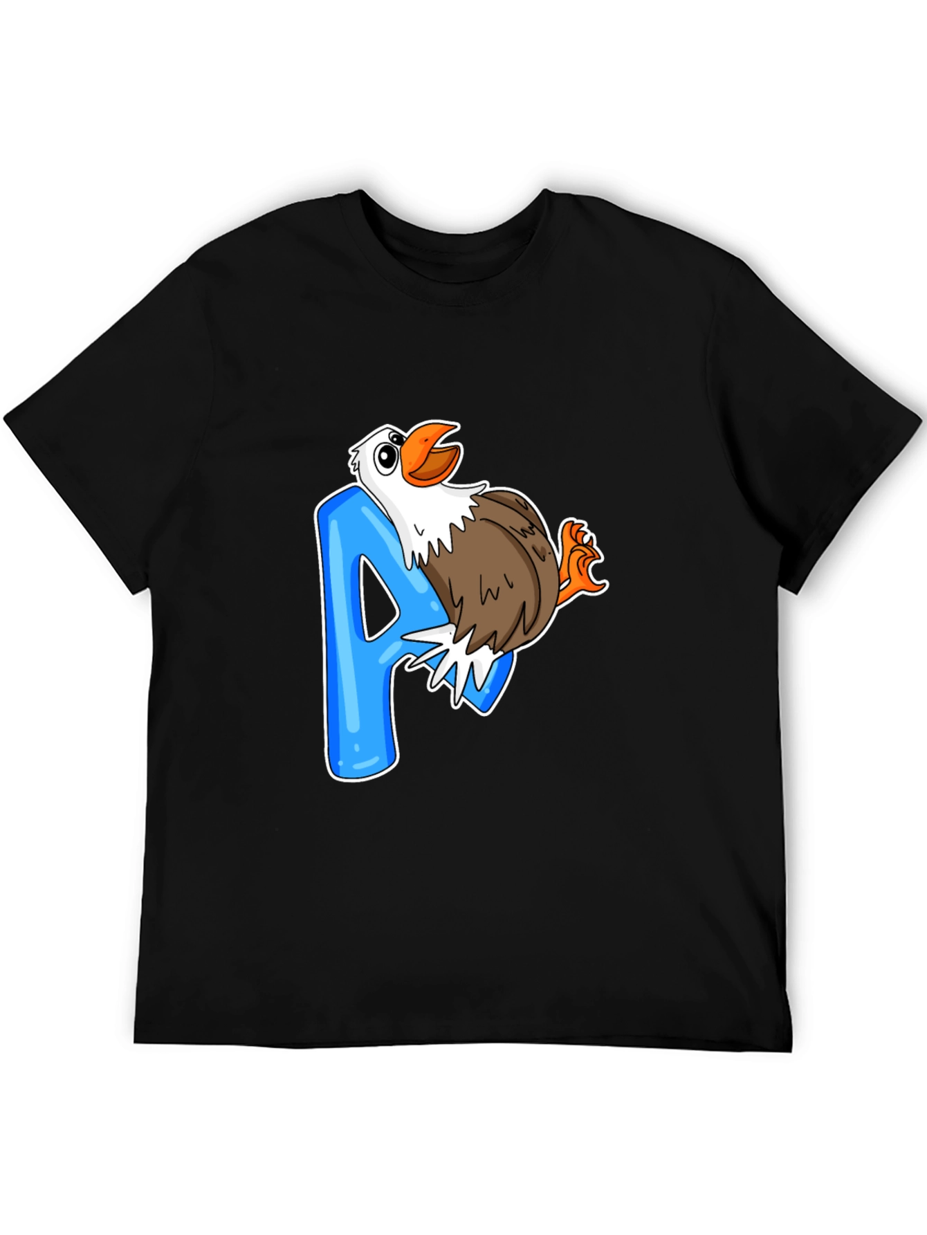 Eagle A Letter Print Black T-Shirt