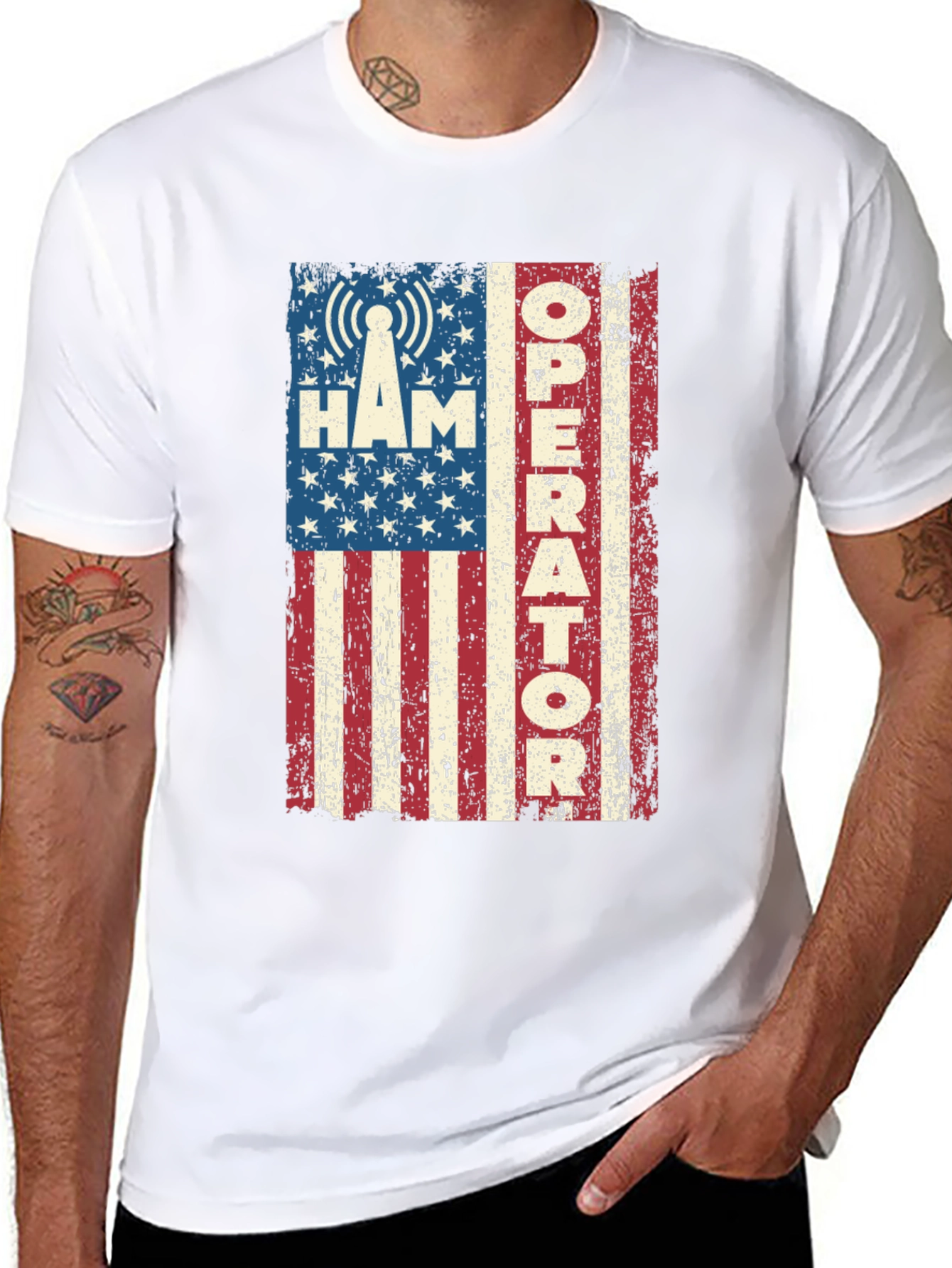 Ham Radio Operator American Flag T-Shirt
