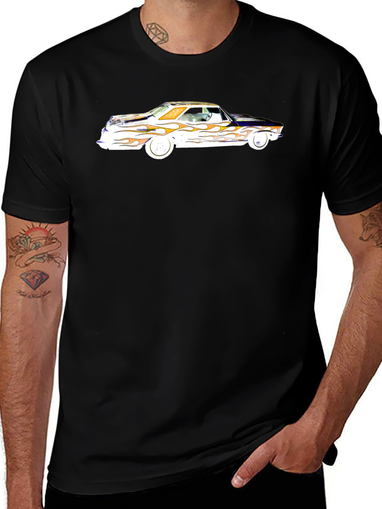 Classic Car Flames Graphic Tee - Cool Style
