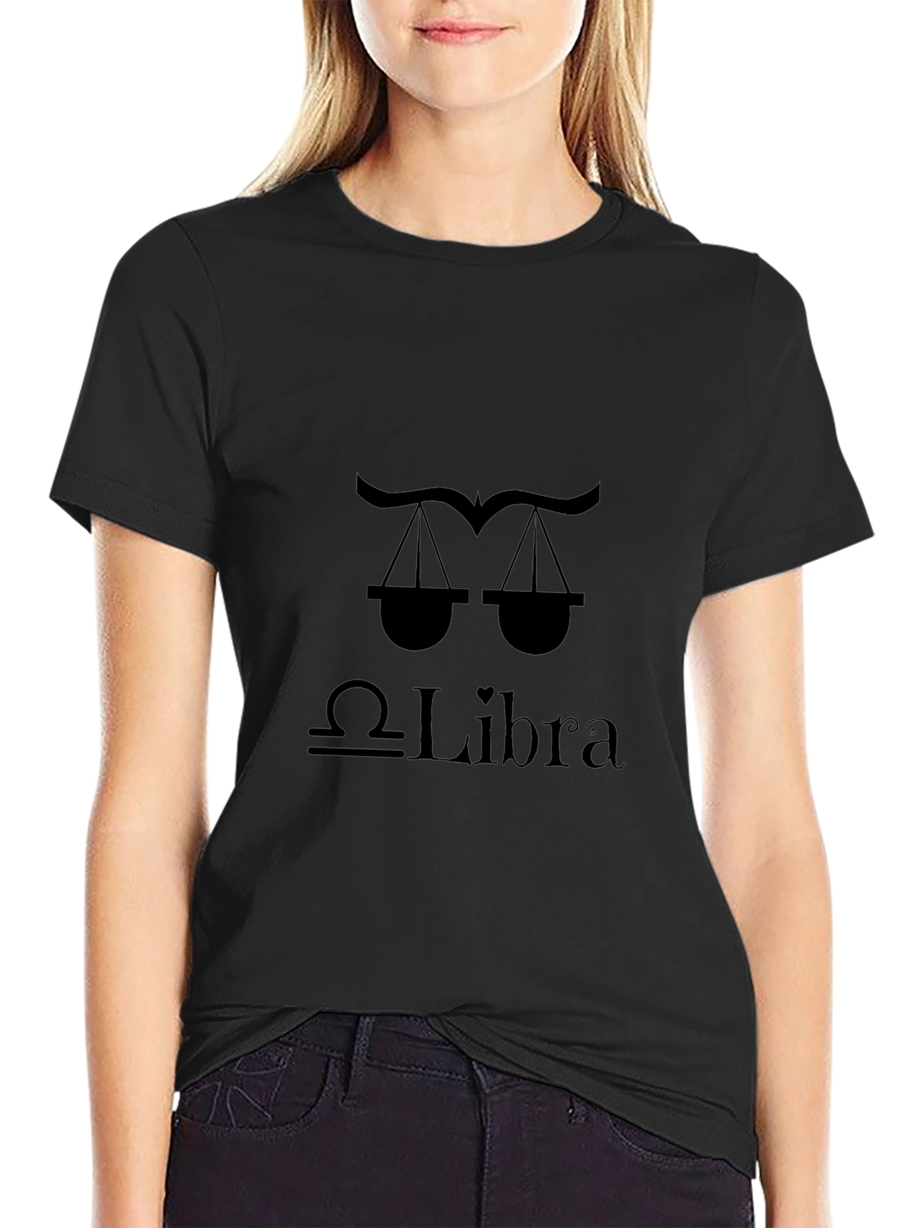 Libra Zodiac Sign Black Graphic Tee