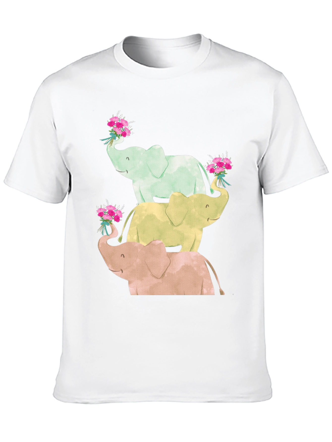 Elephant Flower Bouquet Black Tee