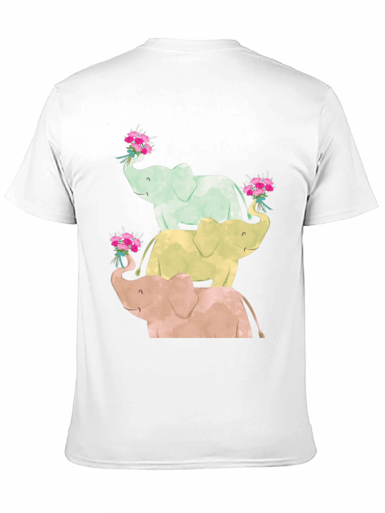 Elephant Flower Bouquet Black Tee
