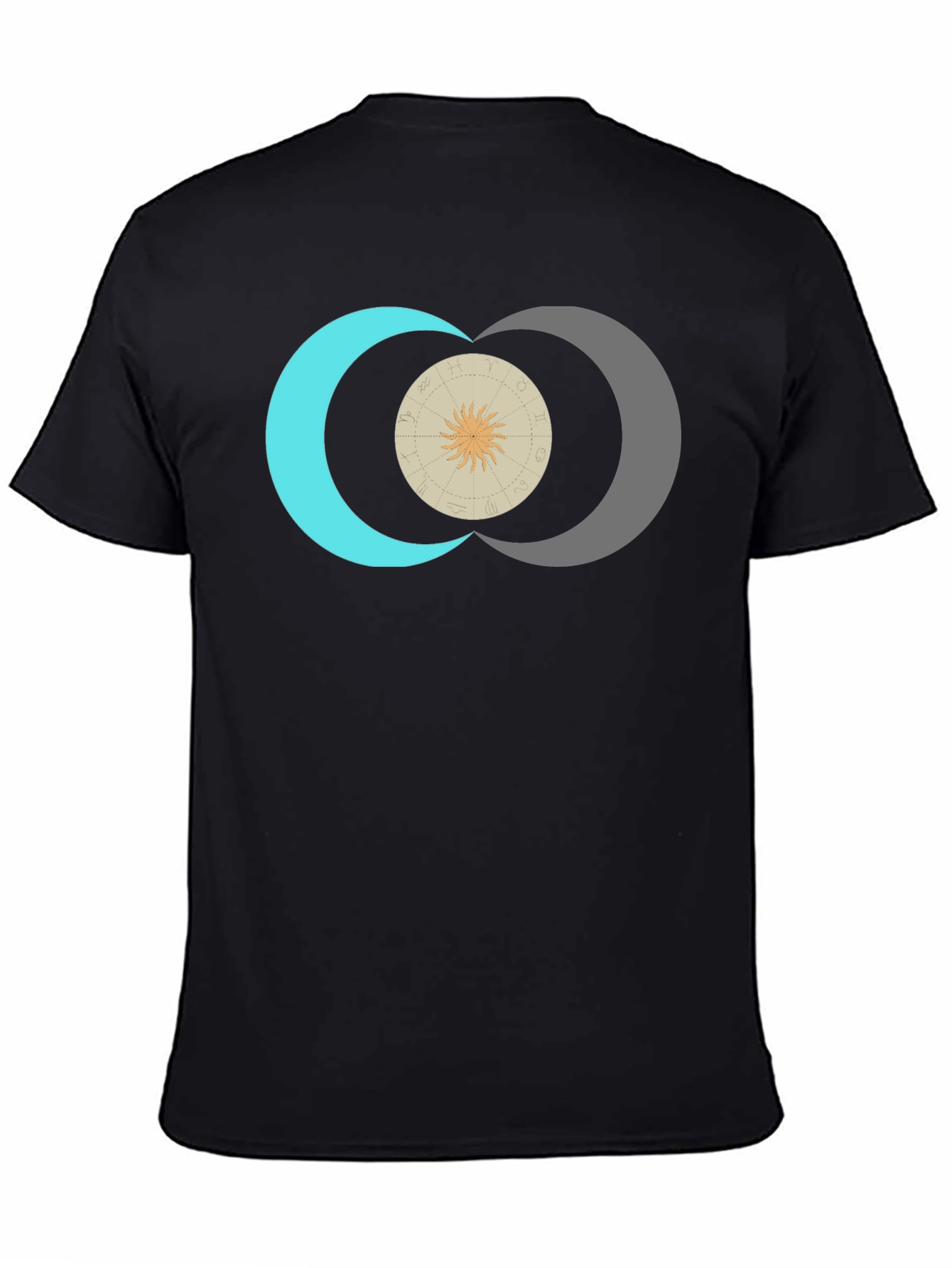 Celestial Sun & Moon Graphic Tee - Black
