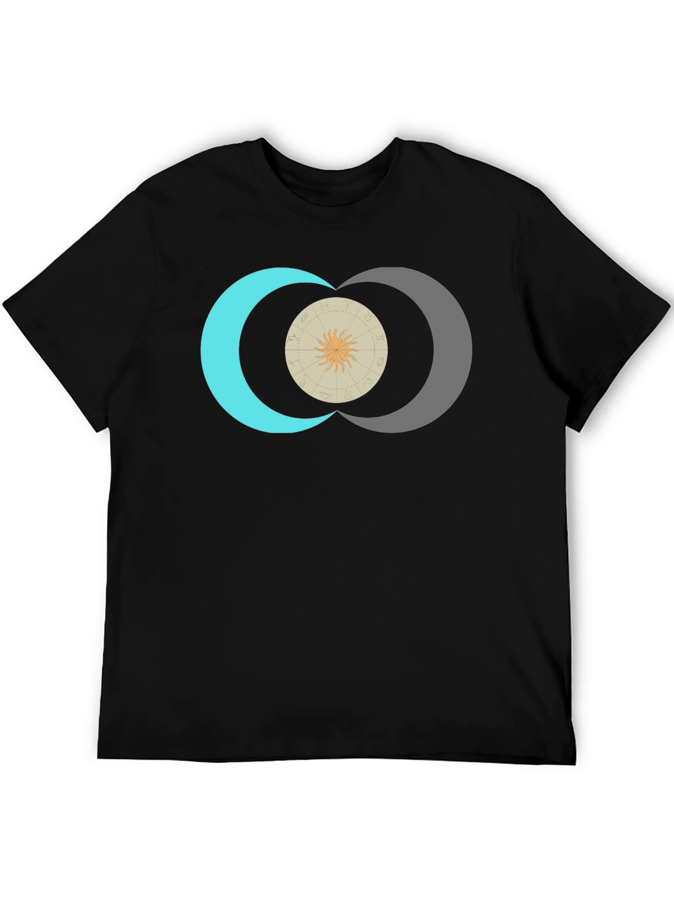 Celestial Sun & Moon Graphic Tee - Black