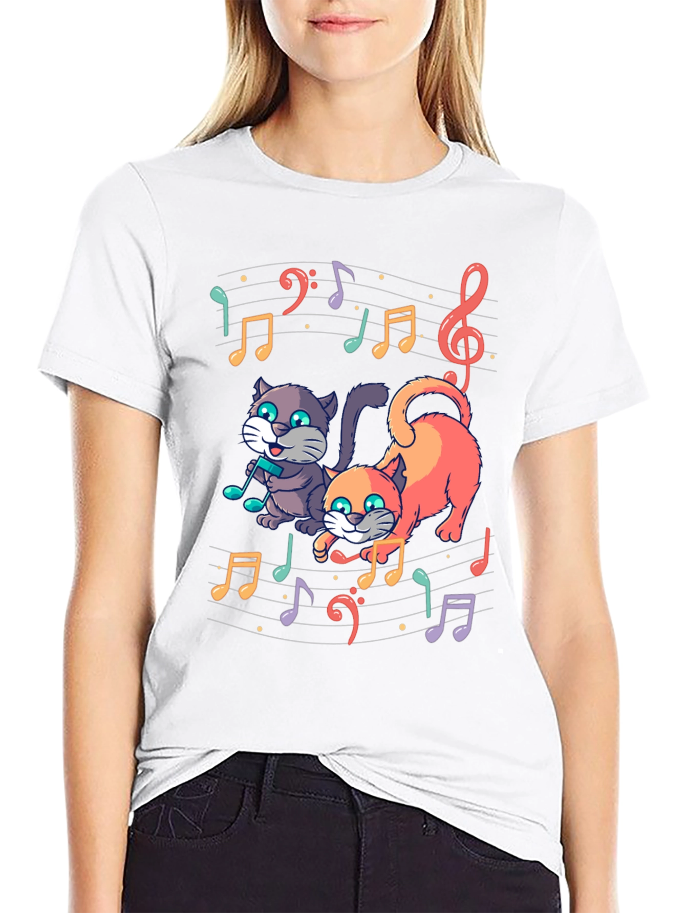 Musical Cats Graphic Tee - Unique Design