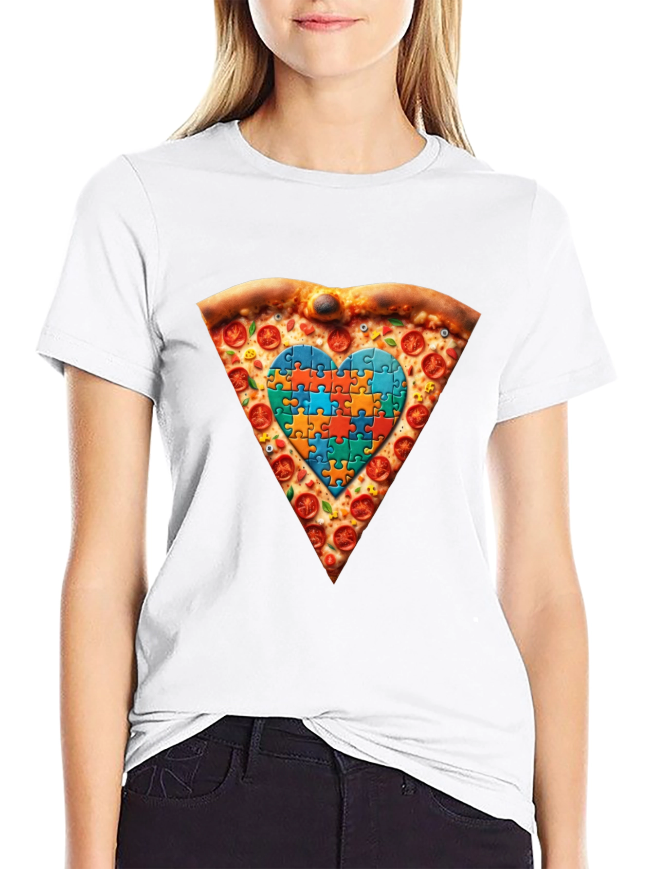 Autism Awareness Pizza Heart T-Shirt