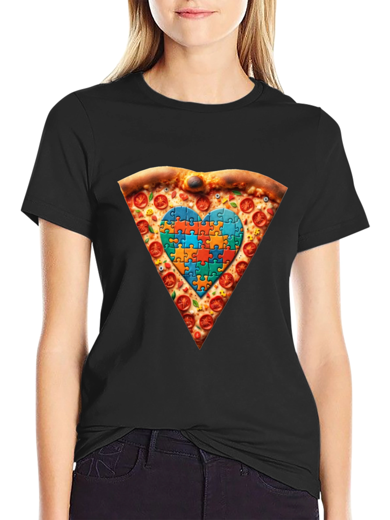 Autism Awareness Pizza Heart T-Shirt