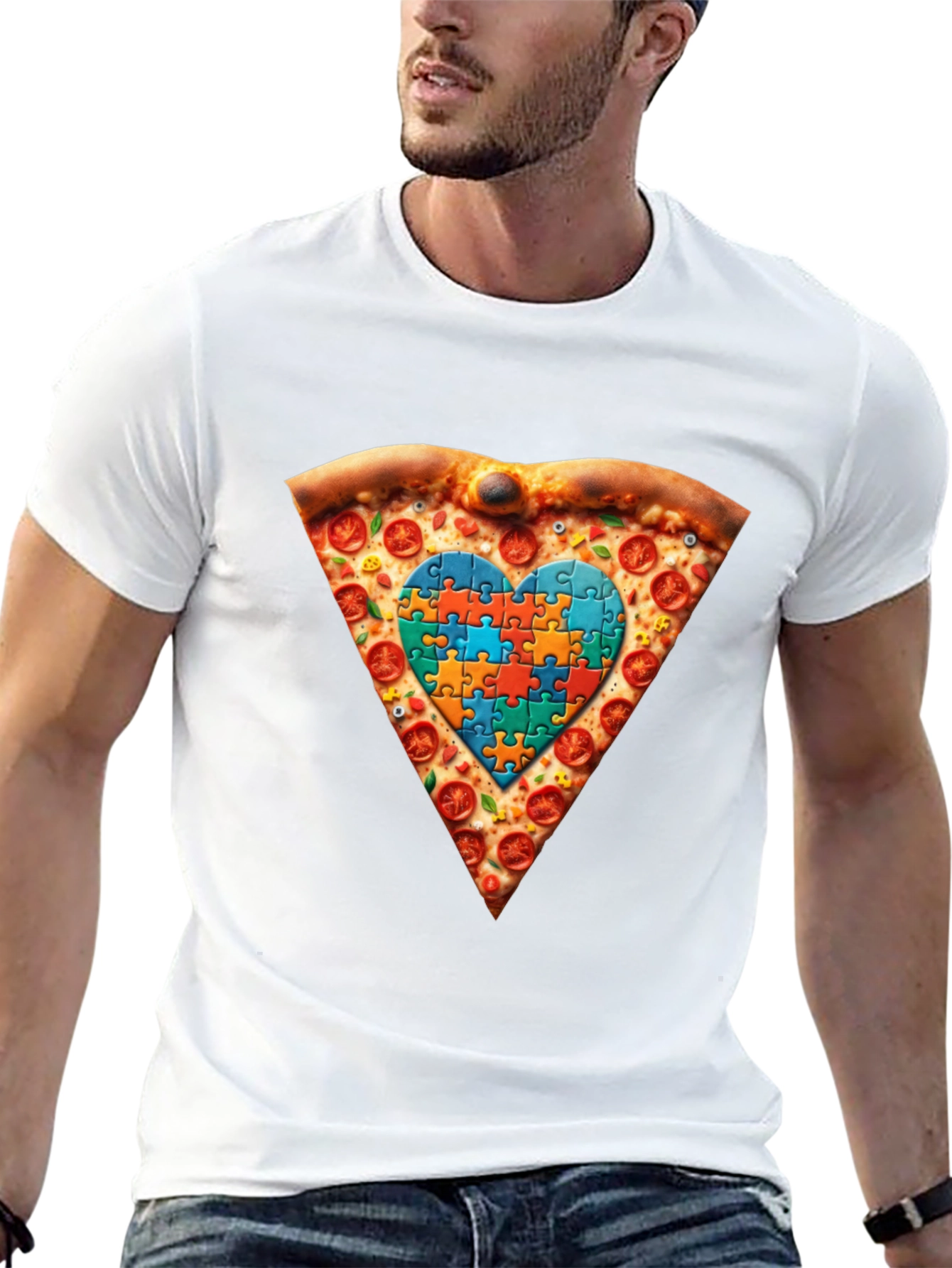 Autism Awareness Pizza Heart T-Shirt