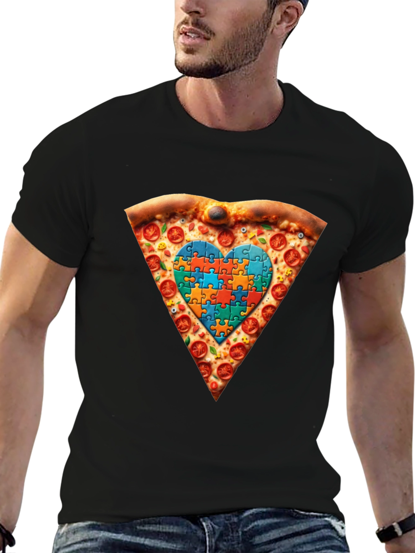 Autism Awareness Pizza Heart T-Shirt