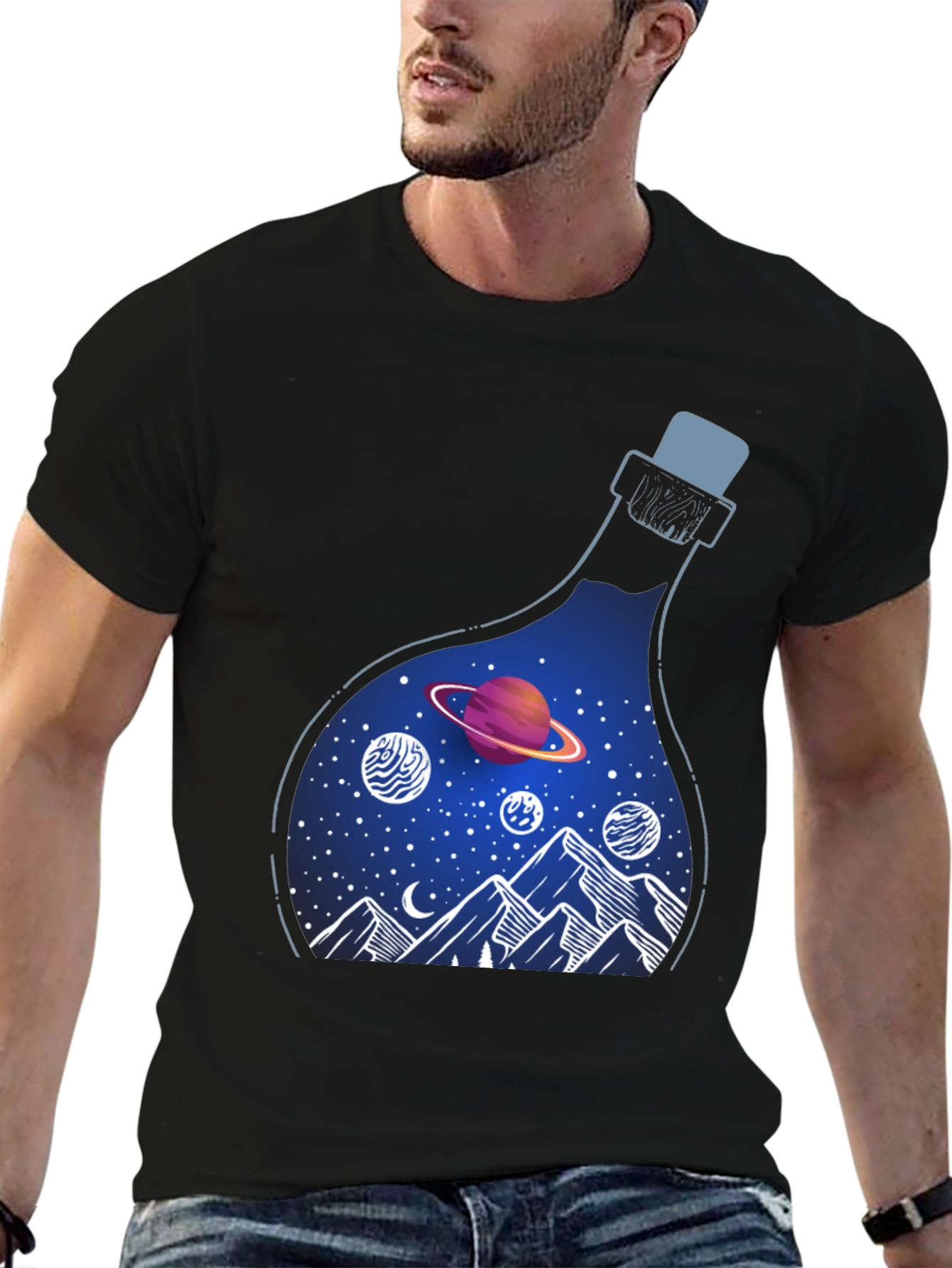 Cosmic Dreams T-Shirt: Galaxy in a Bottle