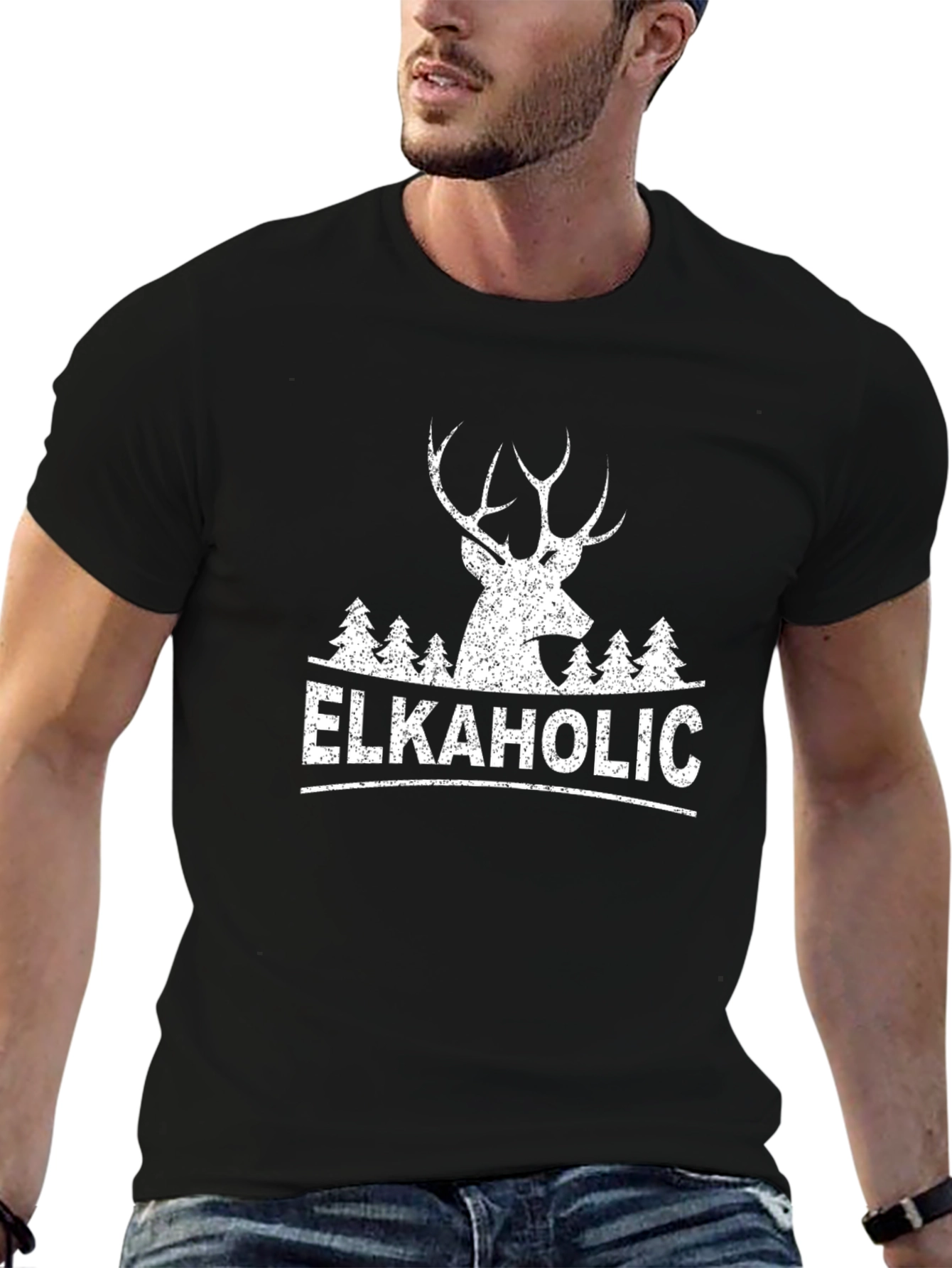 Elkaholic Graphic Tee - Funny Deer Lovers T-Shirt