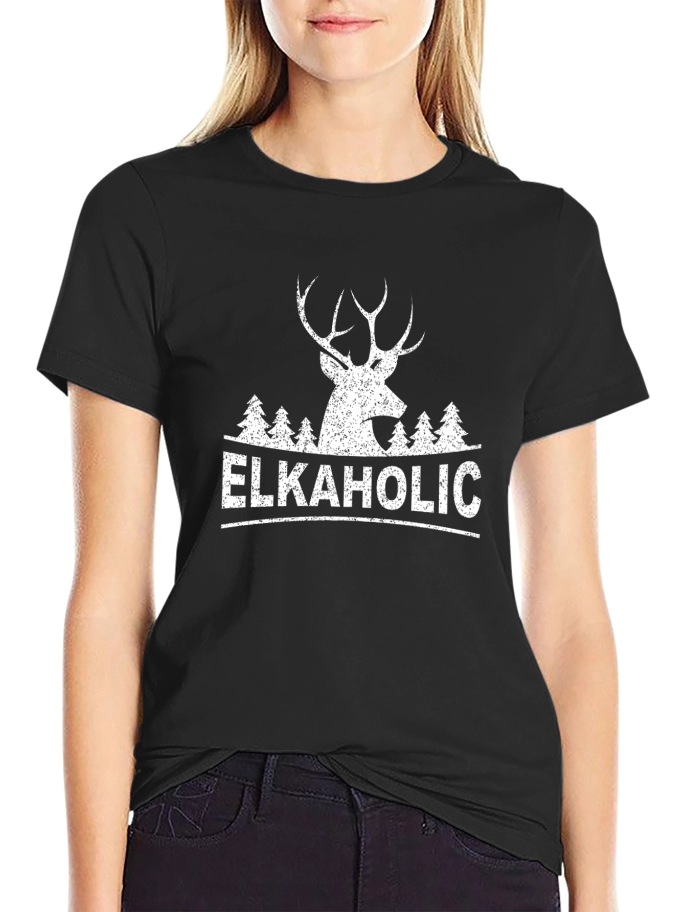 Elkaholic Graphic Tee - Funny Deer Lovers T-Shirt