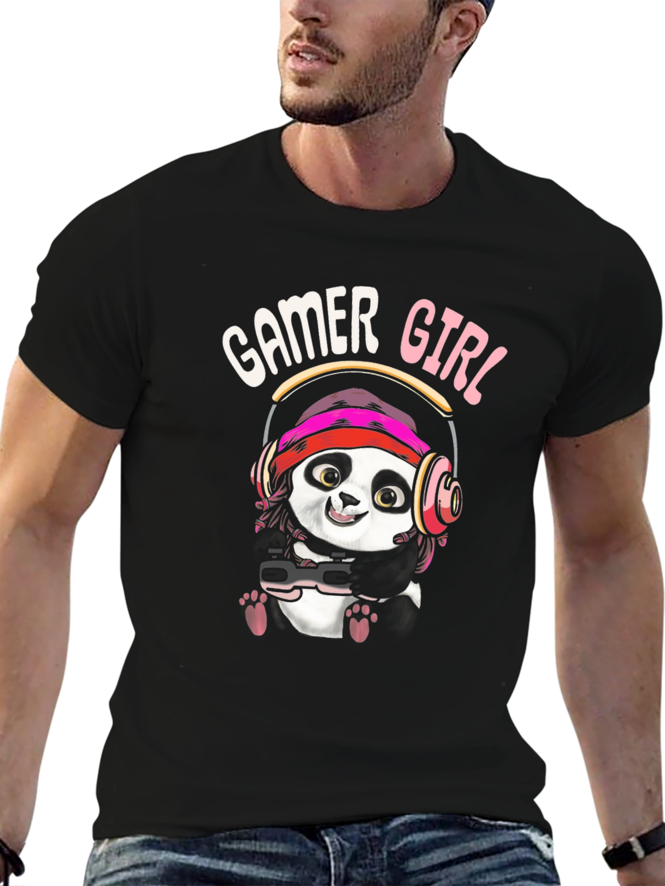 Gamer Girl Panda Graphic Tee - Cool Gaming Shirt