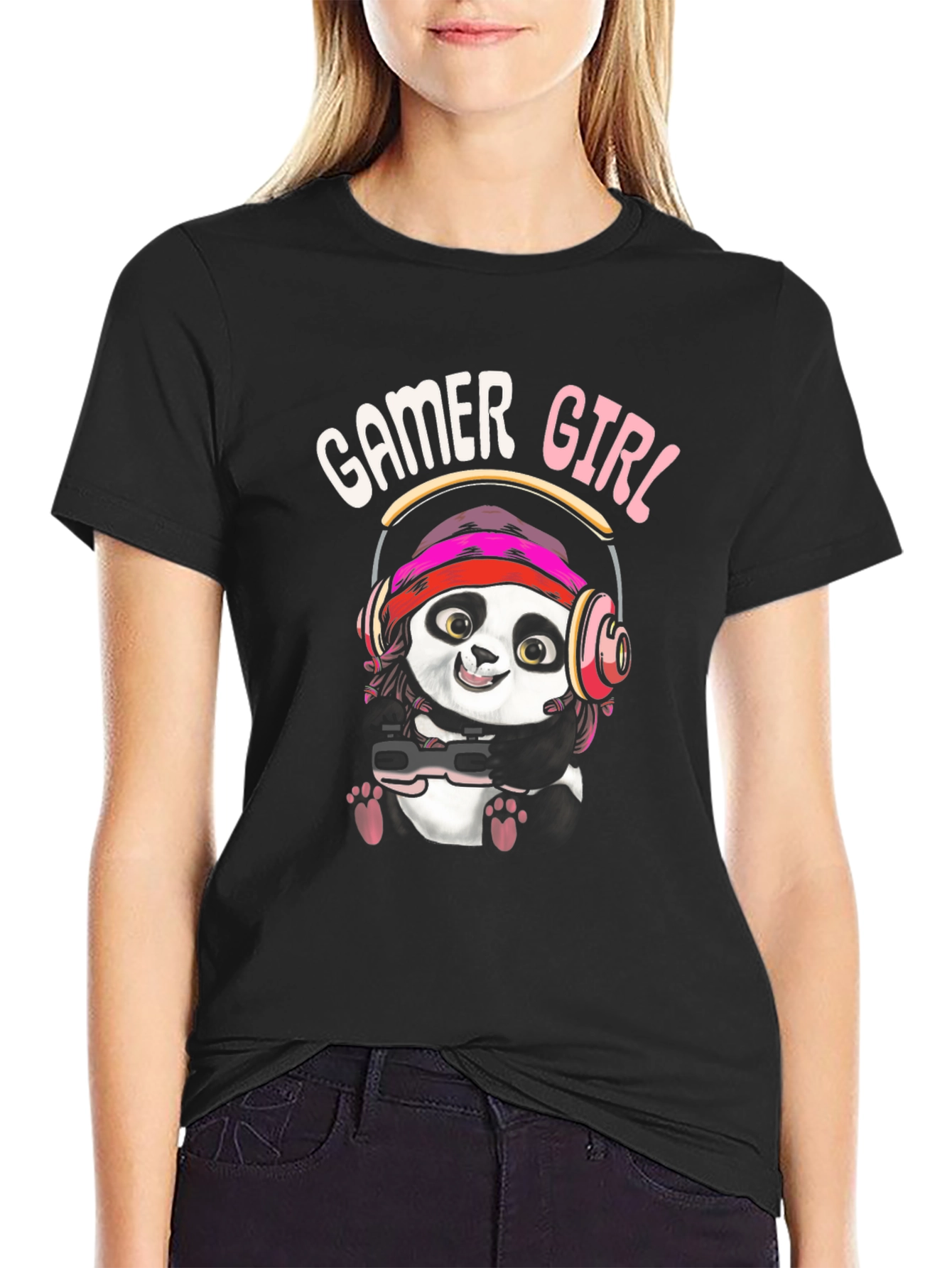 Gamer Girl Panda Graphic Tee - Cool Gaming Shirt
