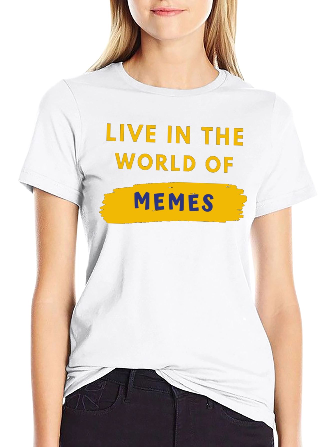 Live In The World Of Memes Black T-Shirt