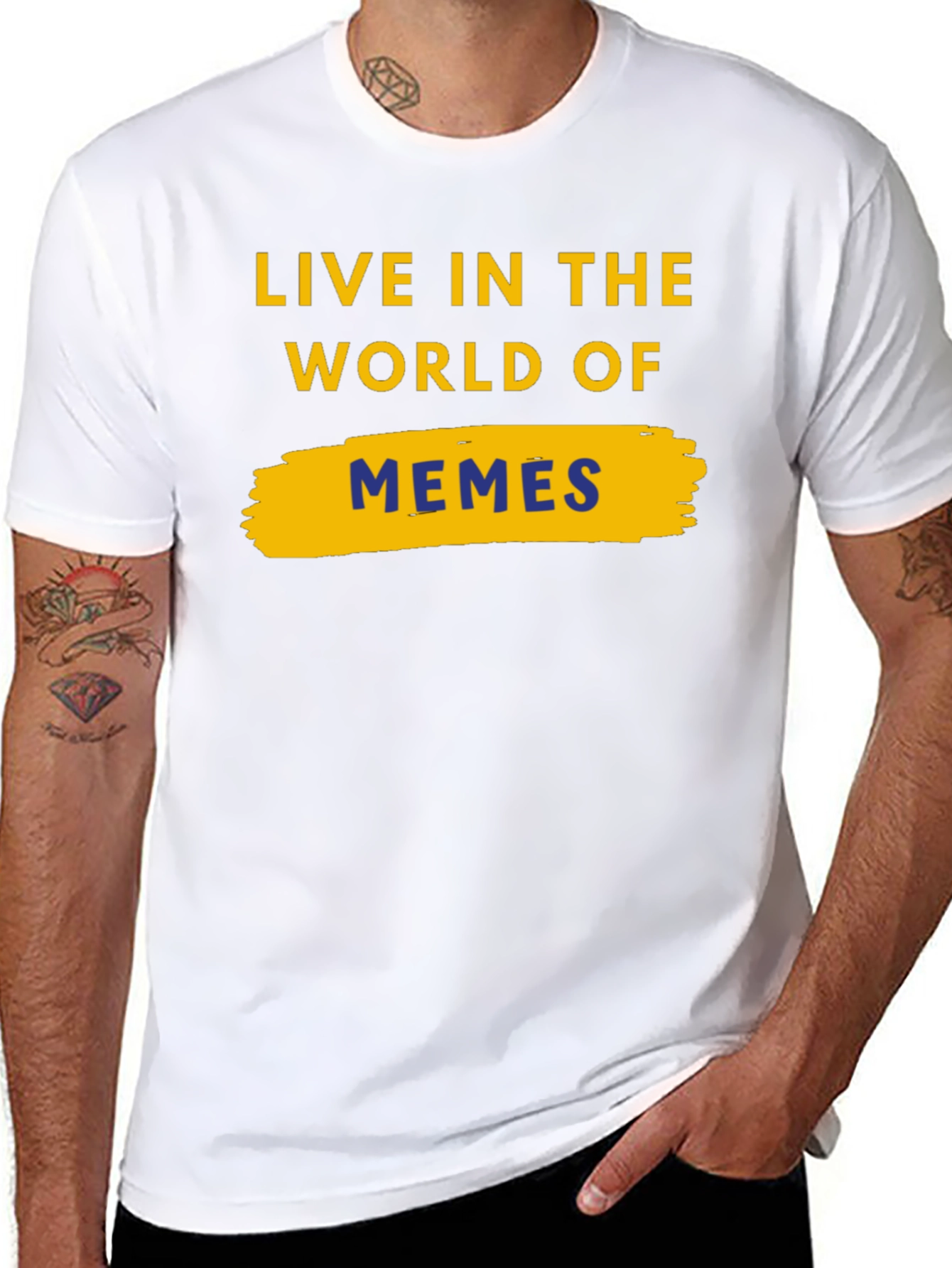 Live In The World Of Memes Black T-Shirt