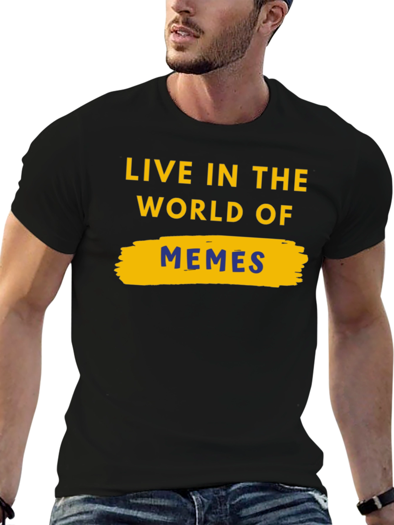 Live In The World Of Memes Black T-Shirt