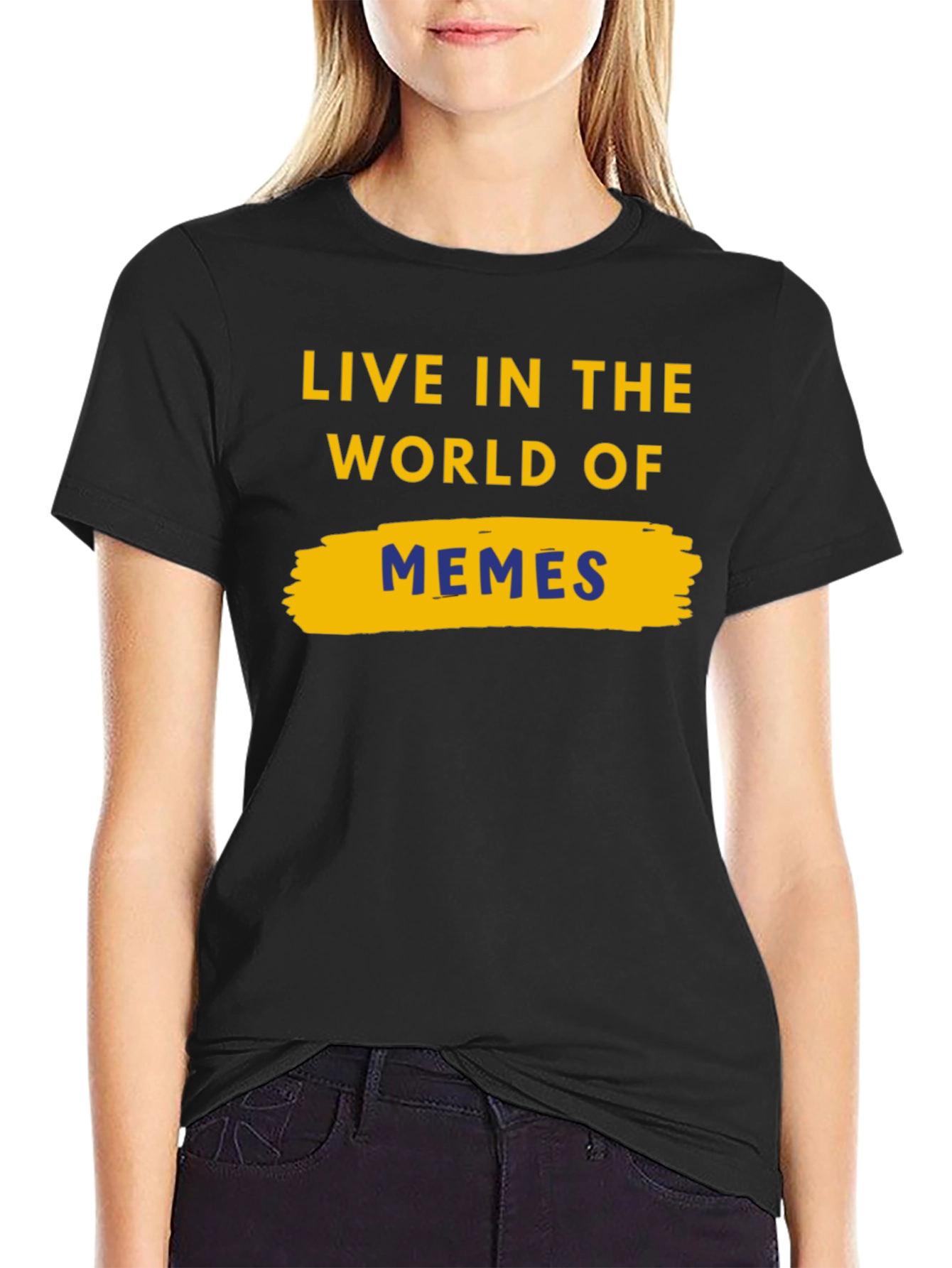 Live In The World Of Memes Black T-Shirt