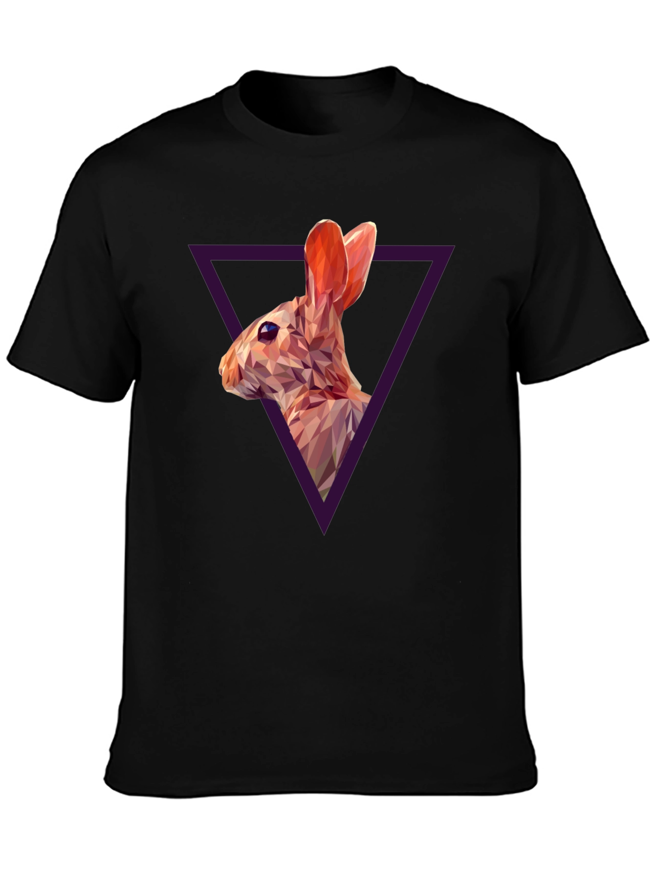 Geometric Rabbit Graphic Black T-Shirt