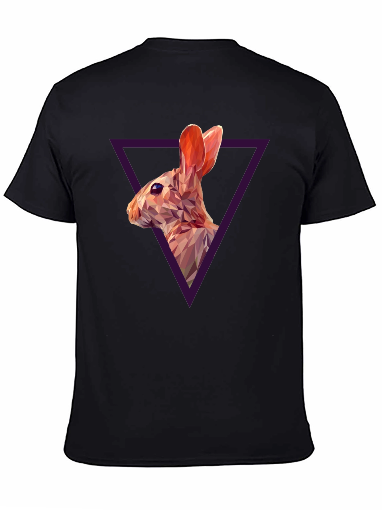 Geometric Rabbit Graphic Black T-Shirt