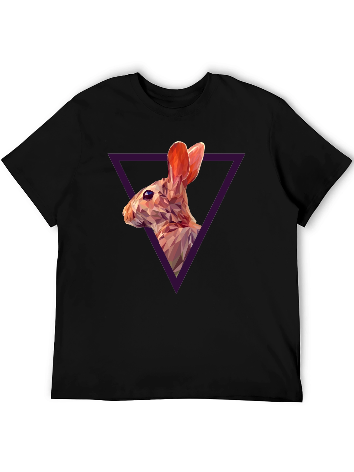Geometric Rabbit Graphic Black T-Shirt