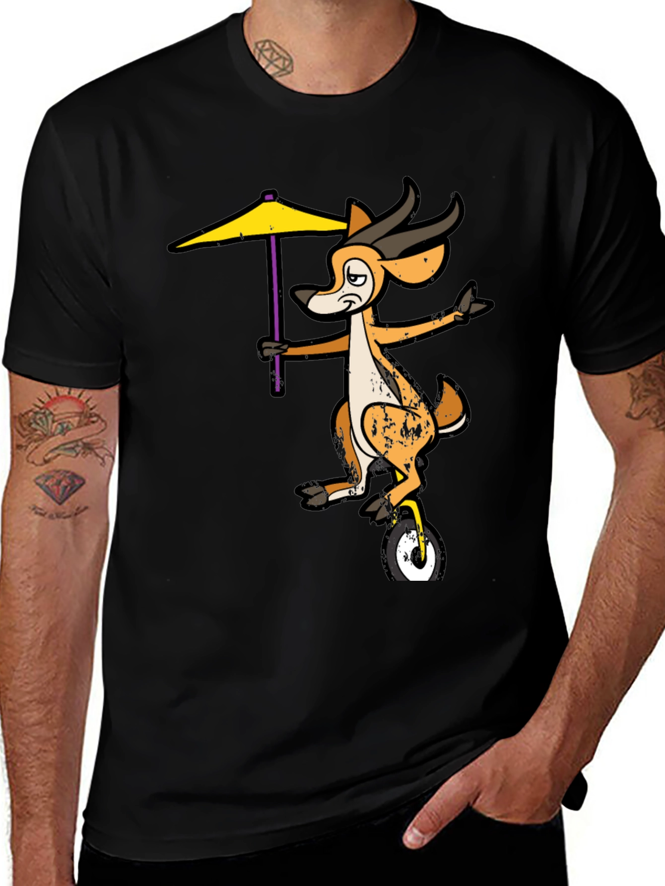 Funny Deer Unicycle Graphic Tee