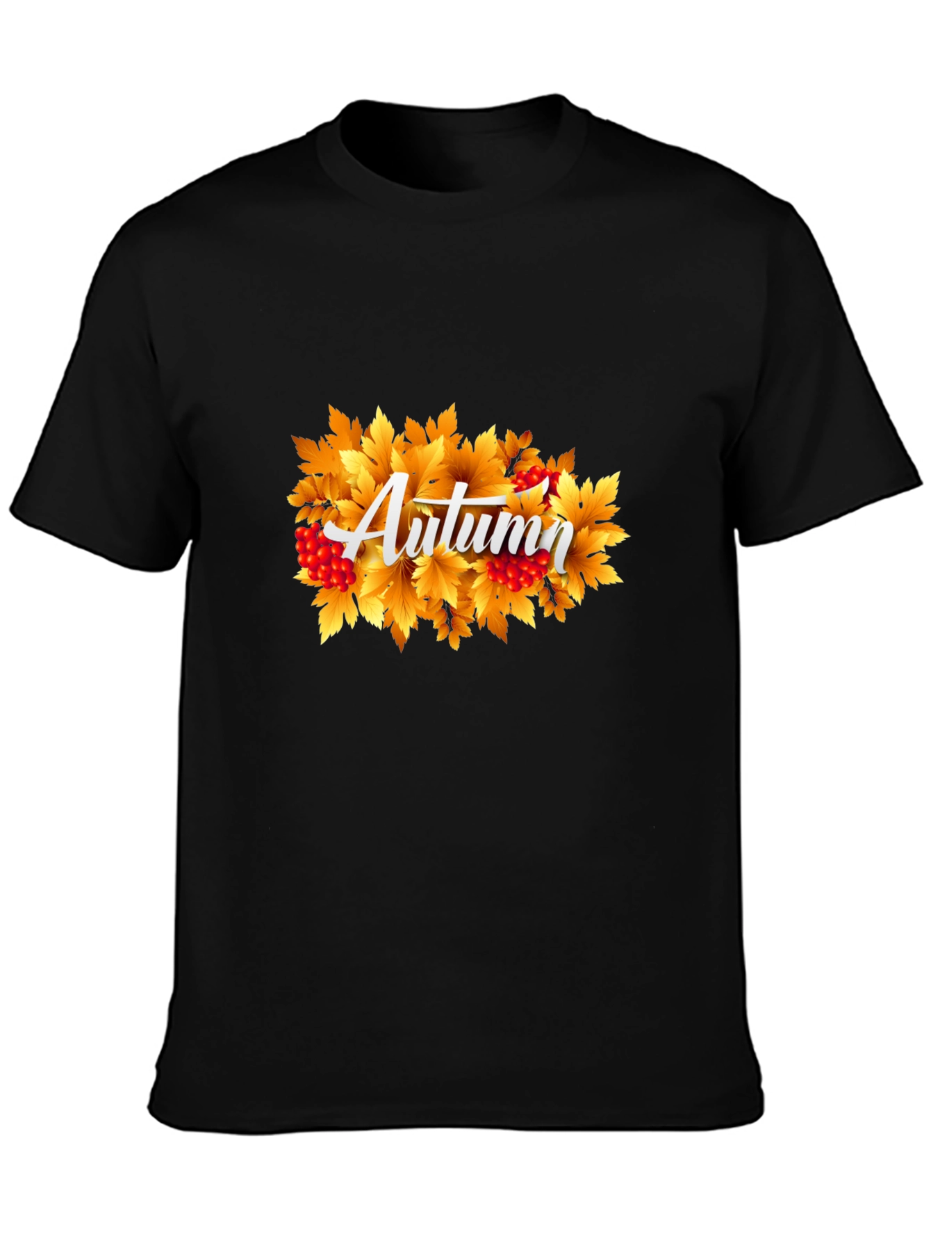 Autumn Leaves Graphic Tee - Black Cotton