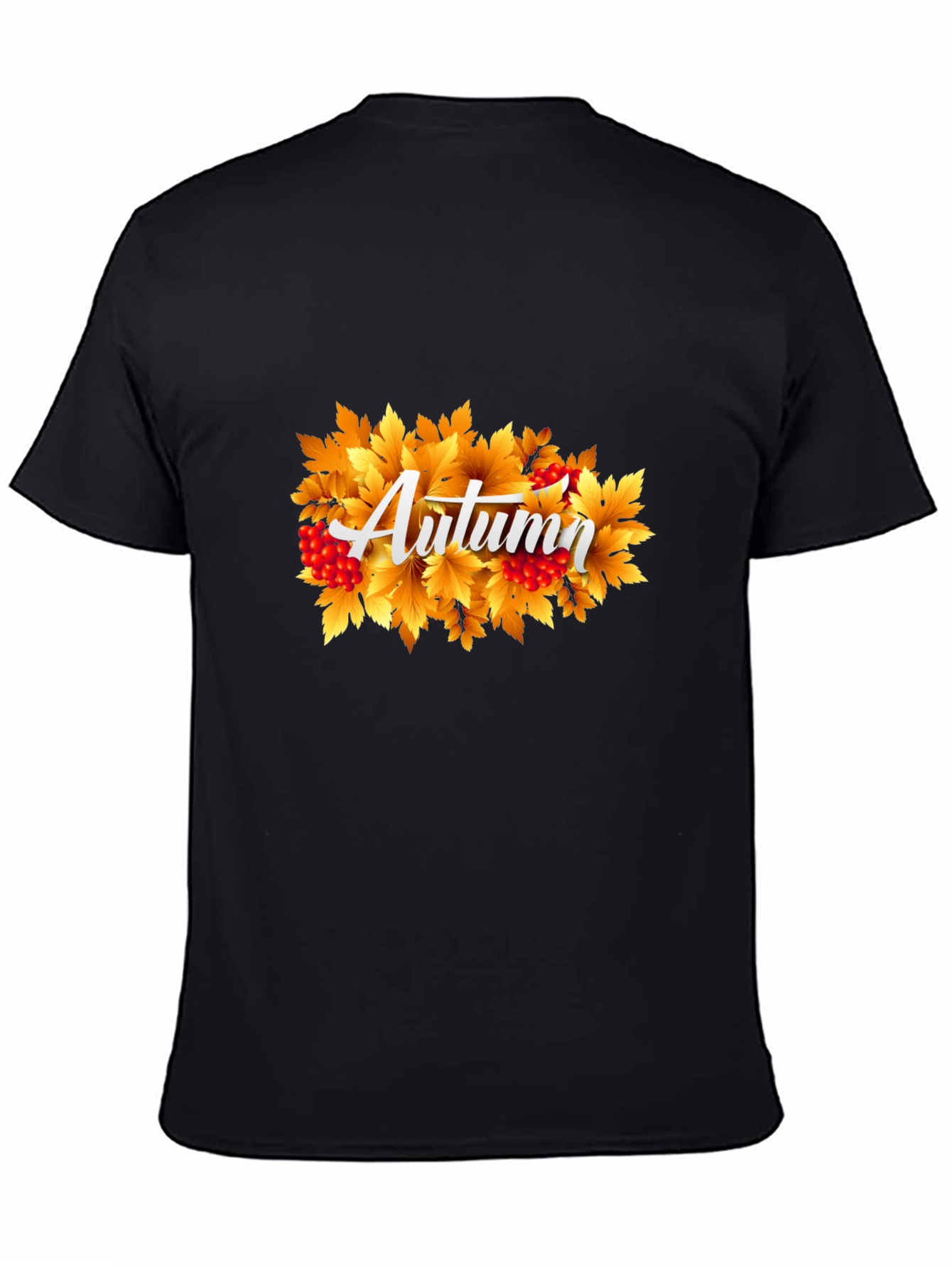 Autumn Leaves Graphic Tee - Black Cotton