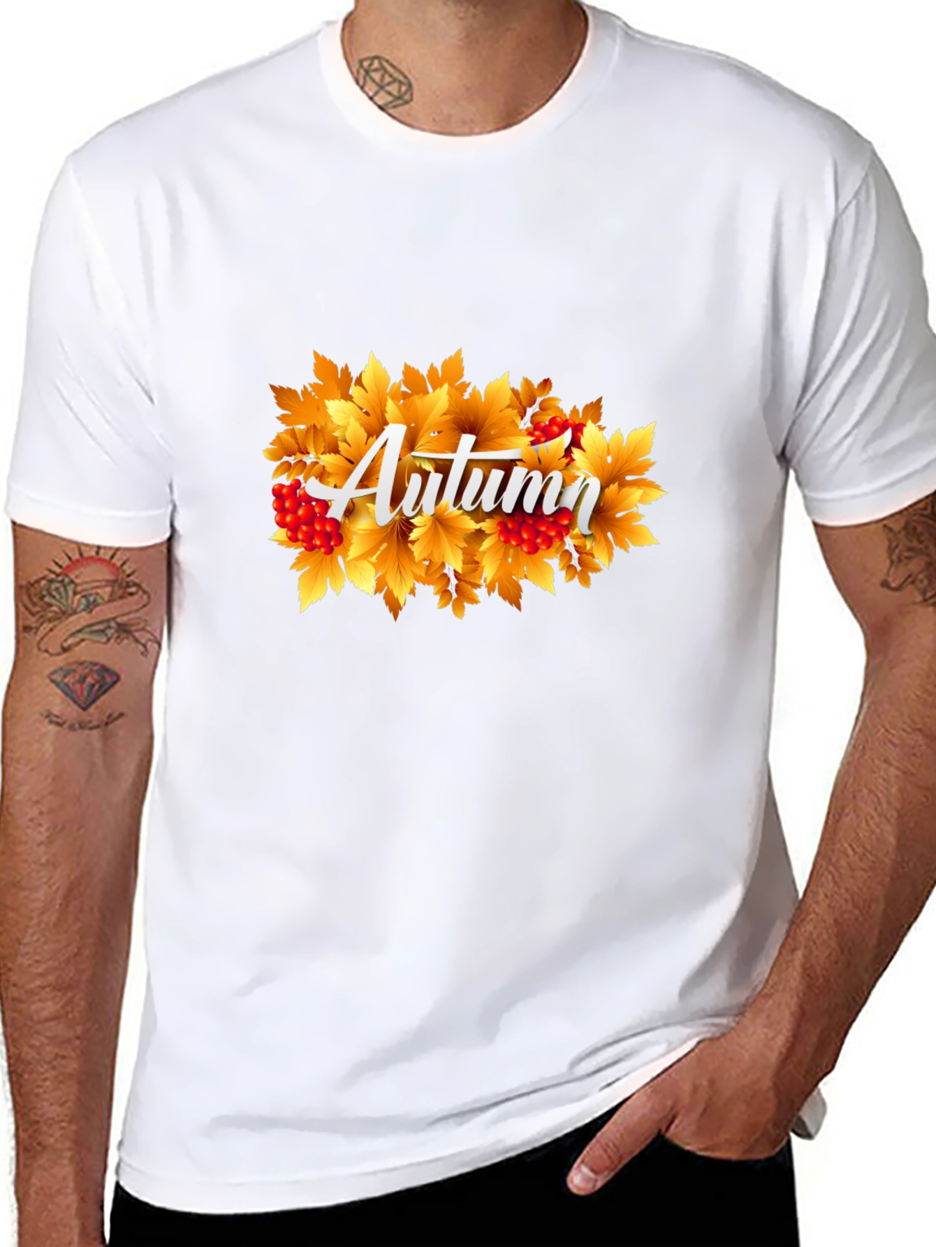 Autumn Leaves Graphic Tee - Black Cotton