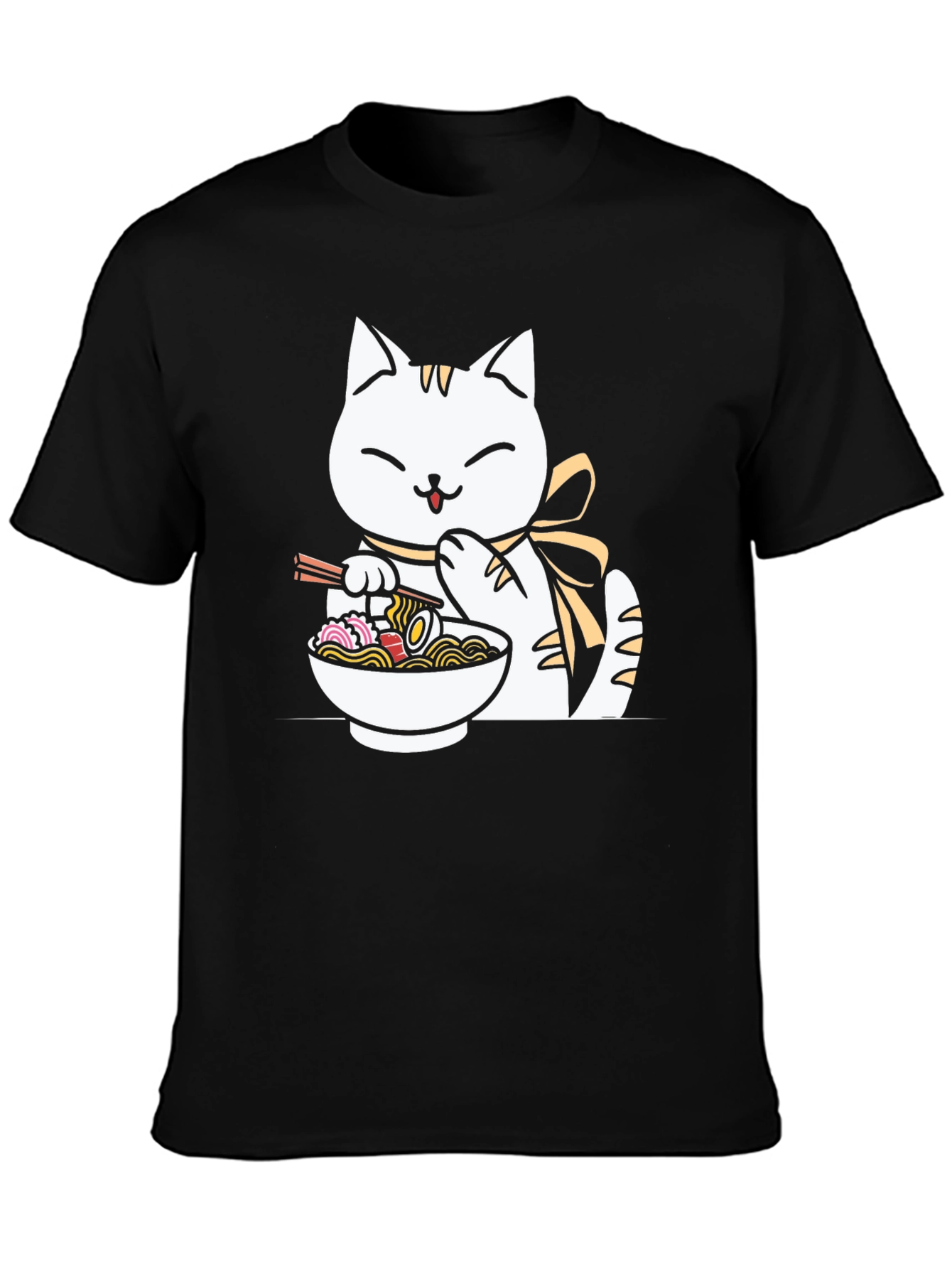 Cute Cat Ramen T-Shirt - Unisex Black Tee