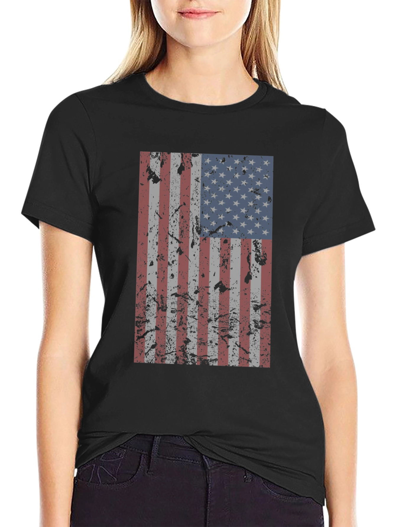 Distressed American Flag Graphic Tee