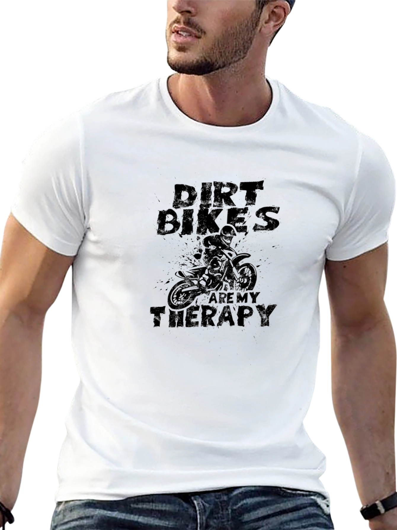 Dirt Bikes Therapy Black Graphic Tee
