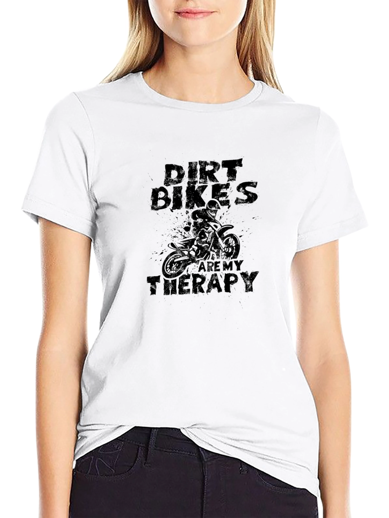 Dirt Bikes Therapy Black Graphic Tee